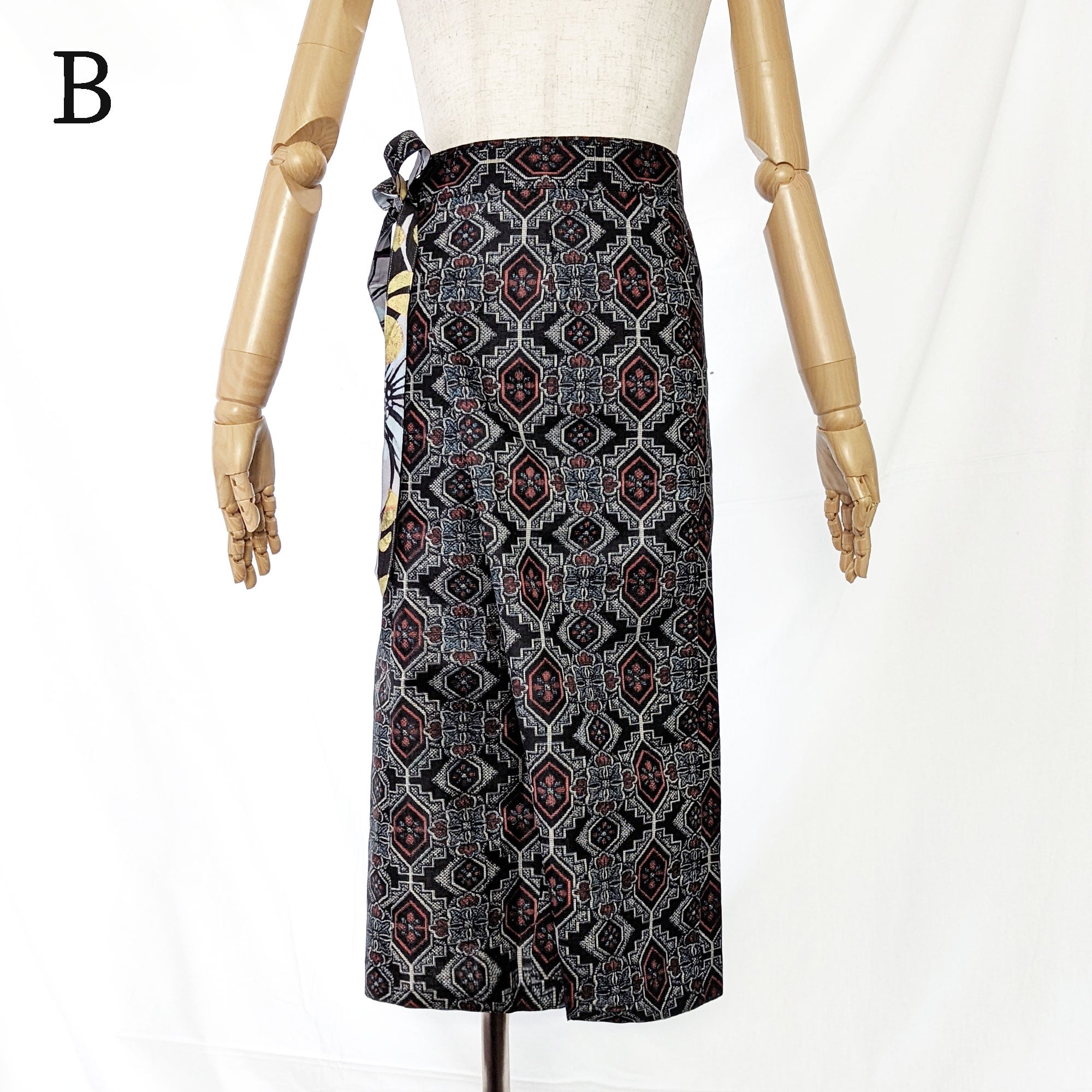 Reversible Skirt Long Straight - Fiori Mono - Oshima