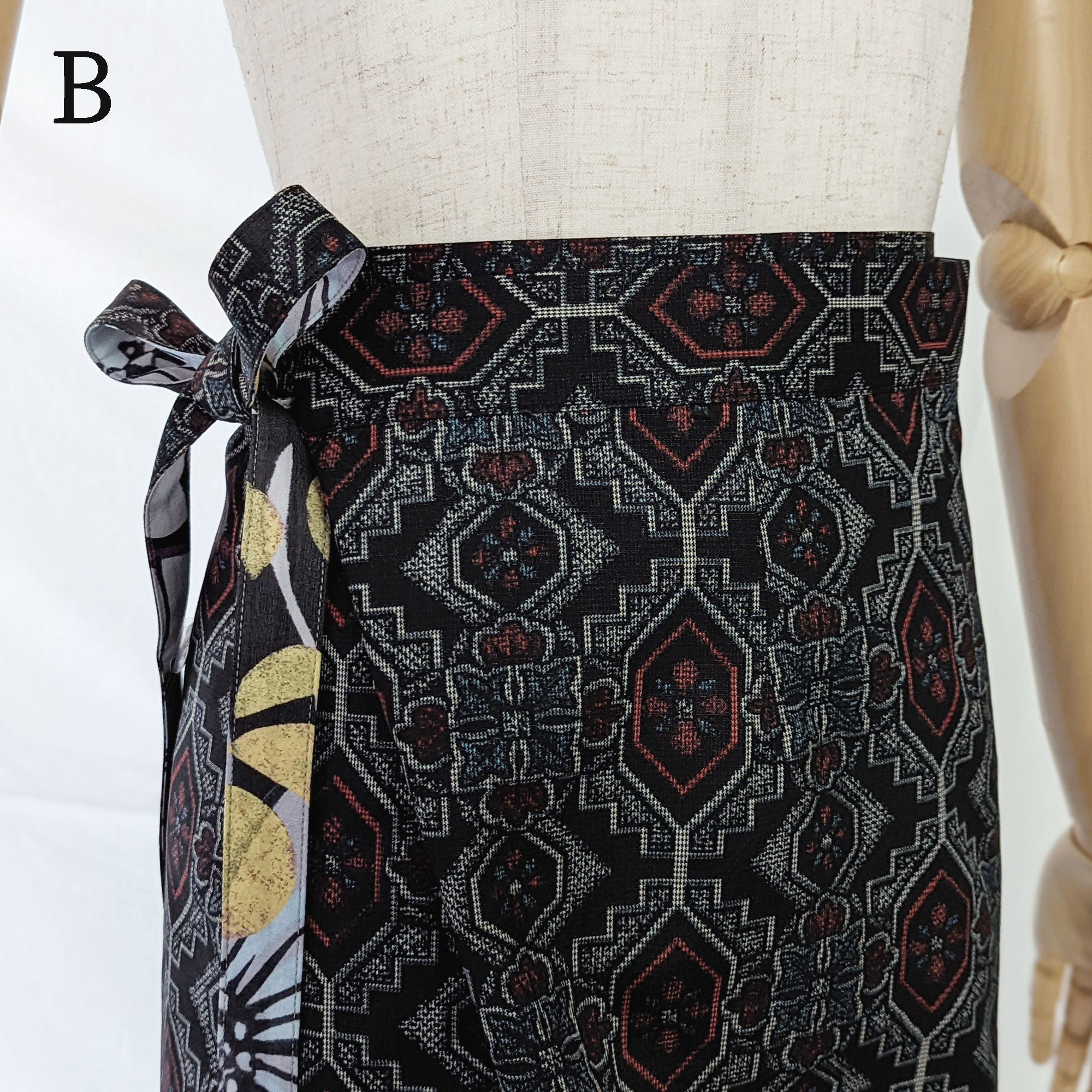 Reversible Skirt Long Straight - Fiori Mono - Oshima