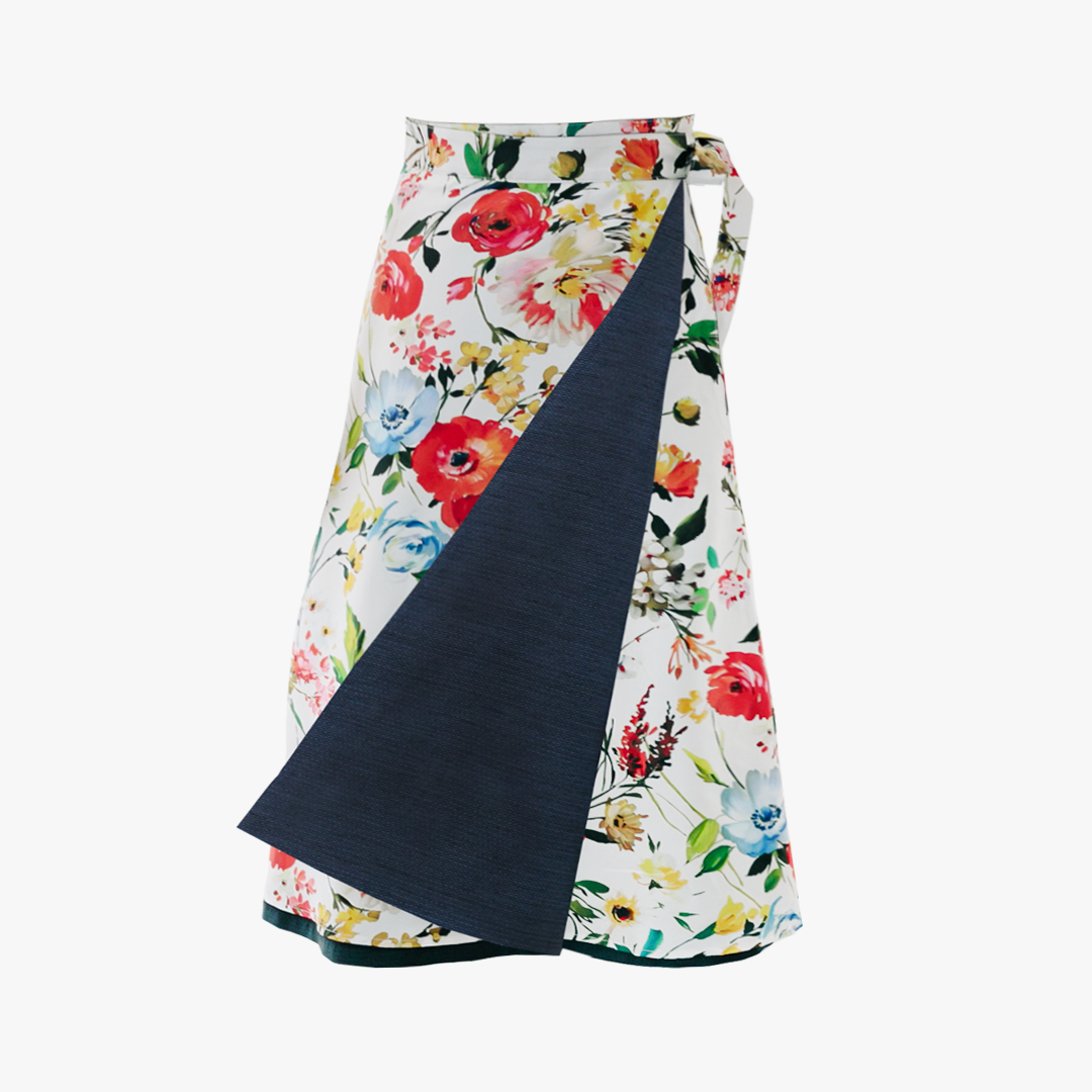 Reversible Skirt Flare - Fiori Bianco - Oshima