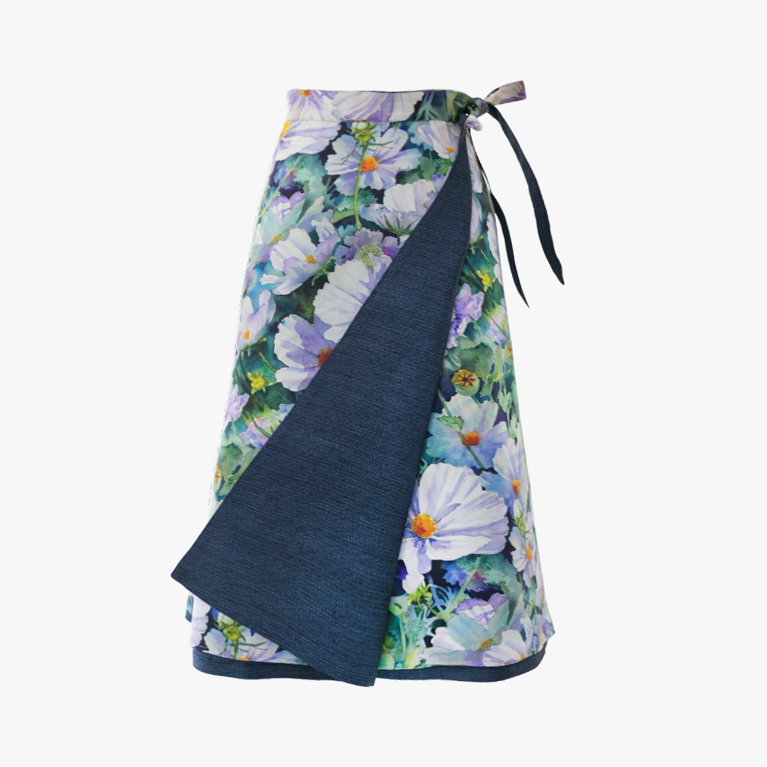 Reversible Skirt Flare - Fiori Blu