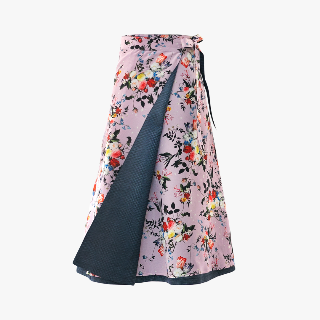 Reversible Skirt Flare - Fiori Rosa - Oshima