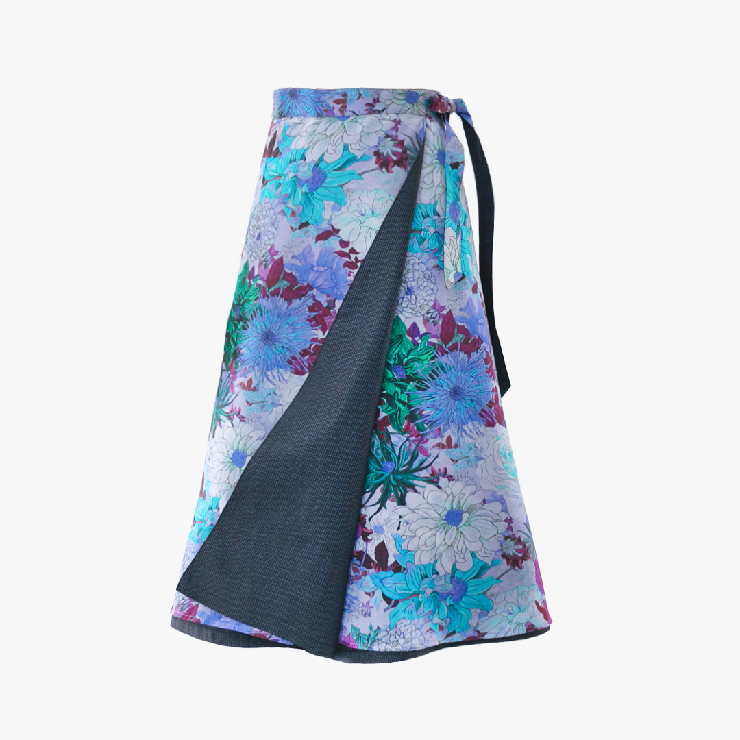 Reversible Skirt Flare - Fiori Viola - Oshima