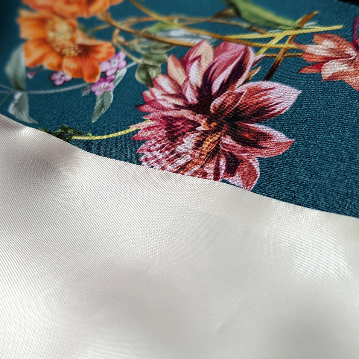 Italian Silk Wrap Skirt - Fiori Verde