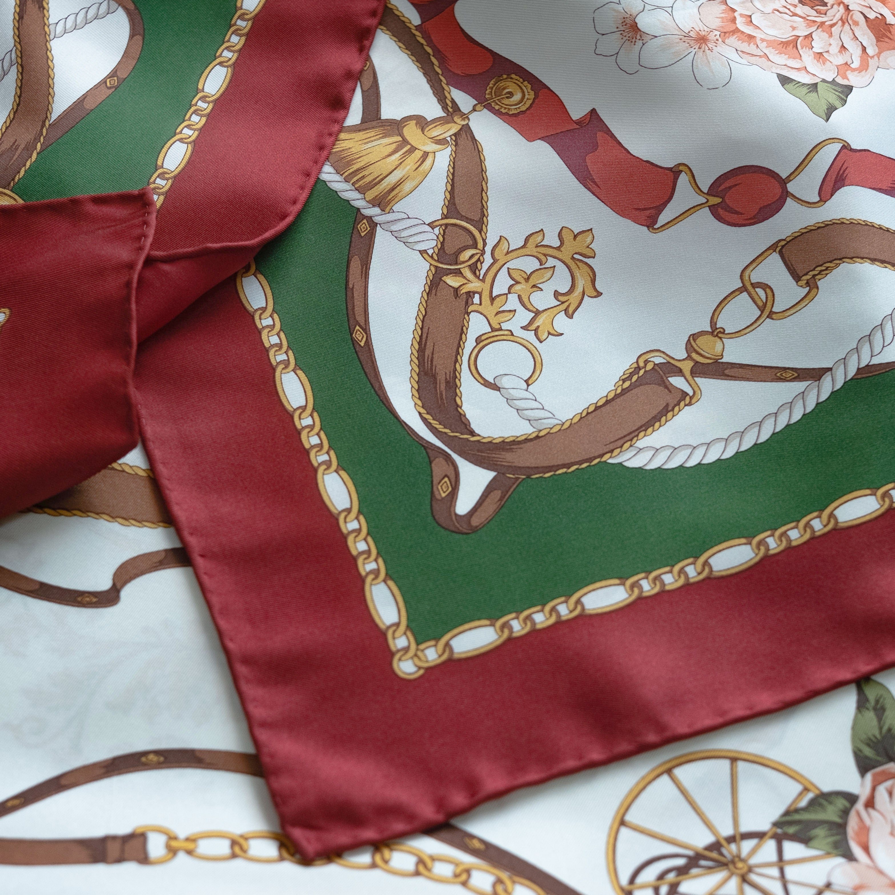 Yokohama Hand Printed Silk Scarf - Red