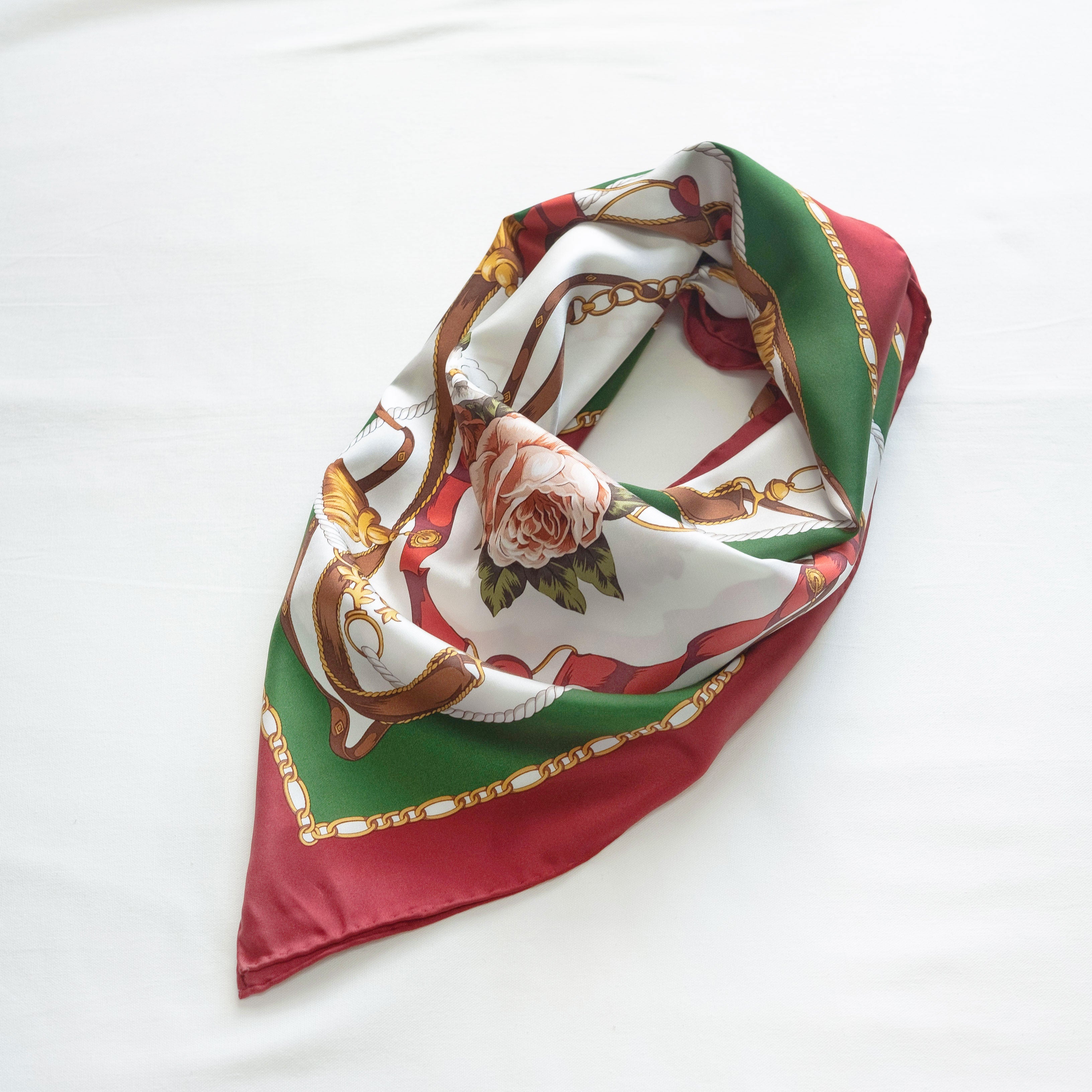 Yokohama Hand Printed Silk Scarf - Red