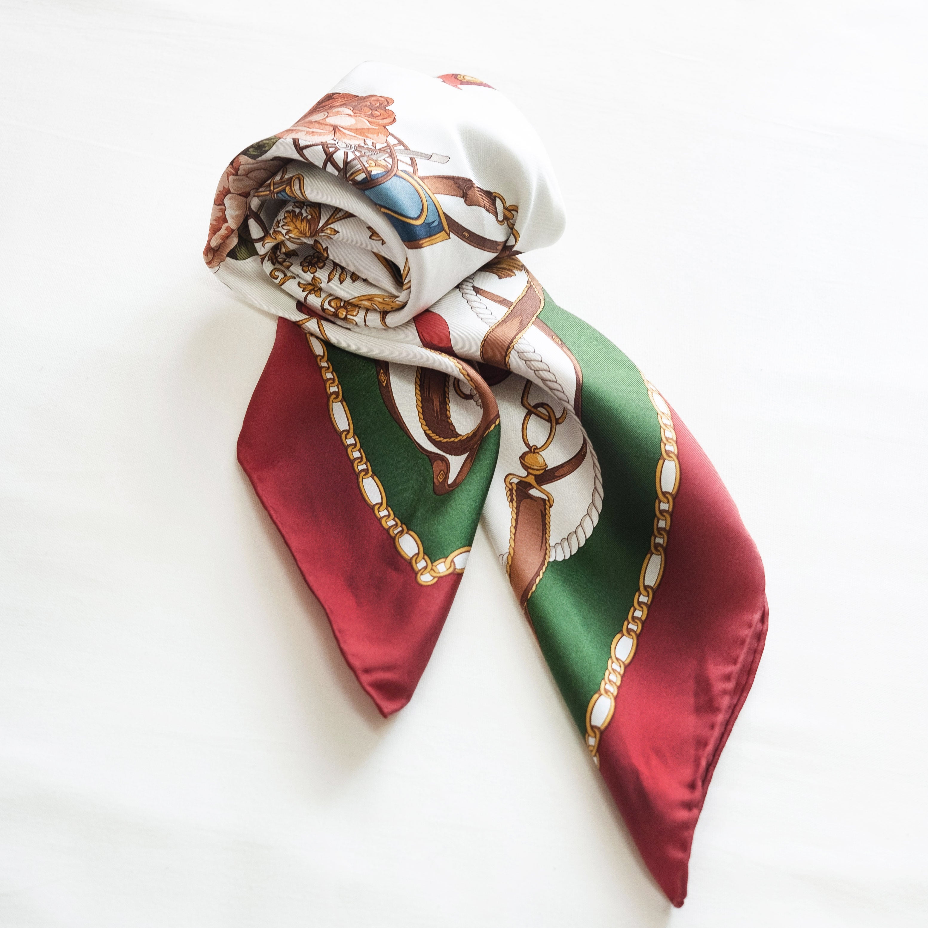 Yokohama Hand Printed Silk Scarf - Red