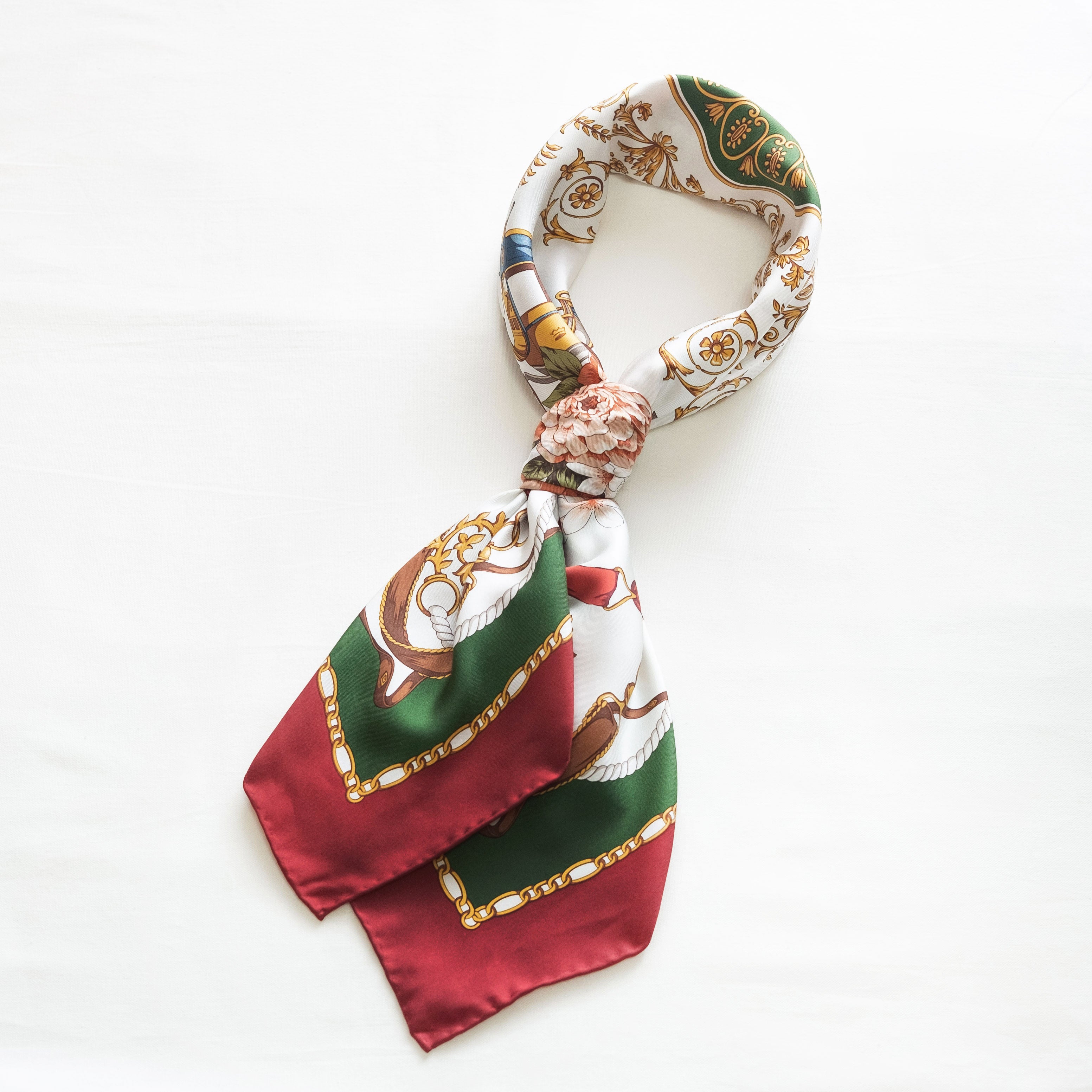 Yokohama Hand Printed Silk Scarf - Red
