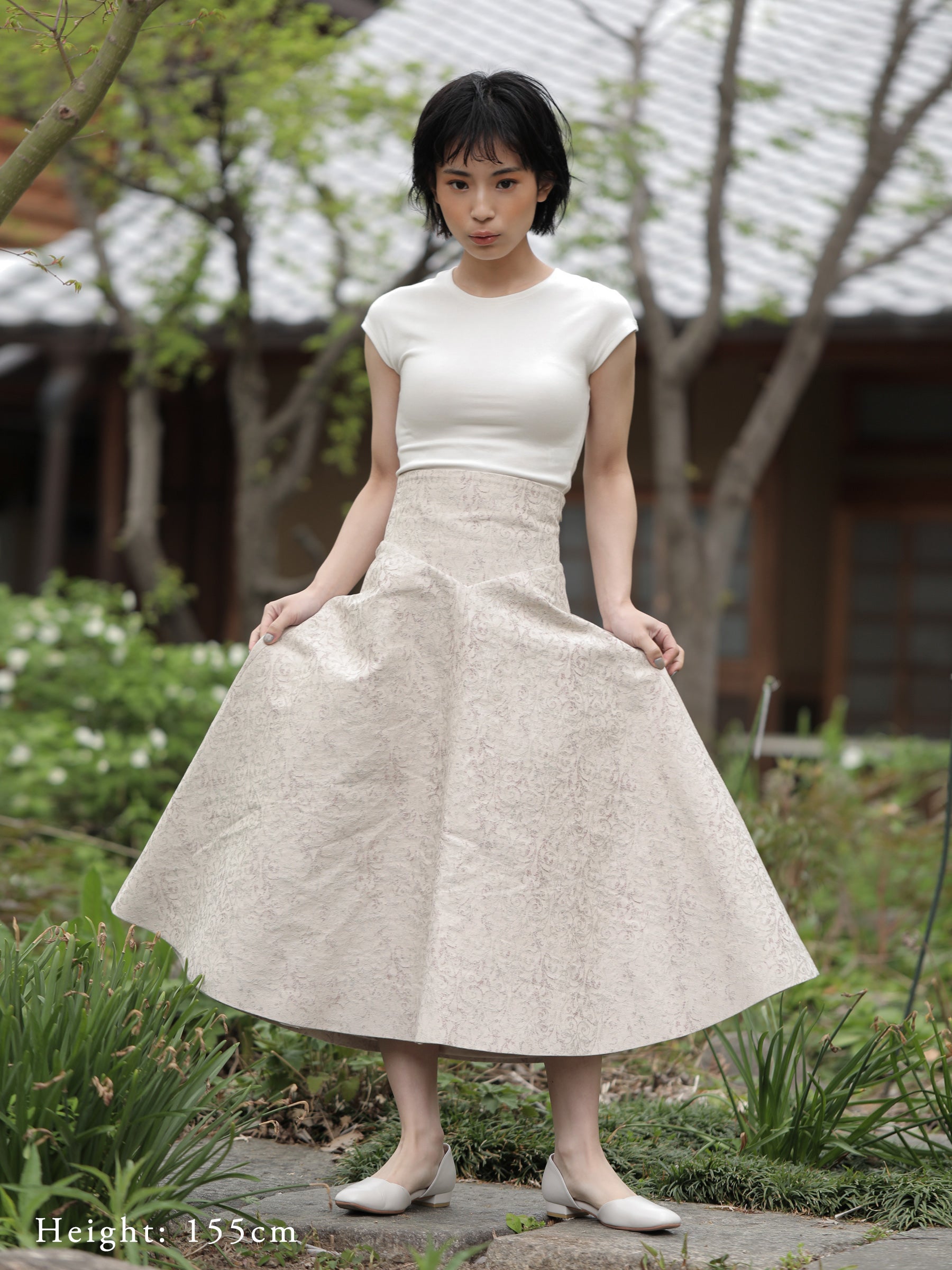 Nishijin High Waist Corset Skirt - Avorio