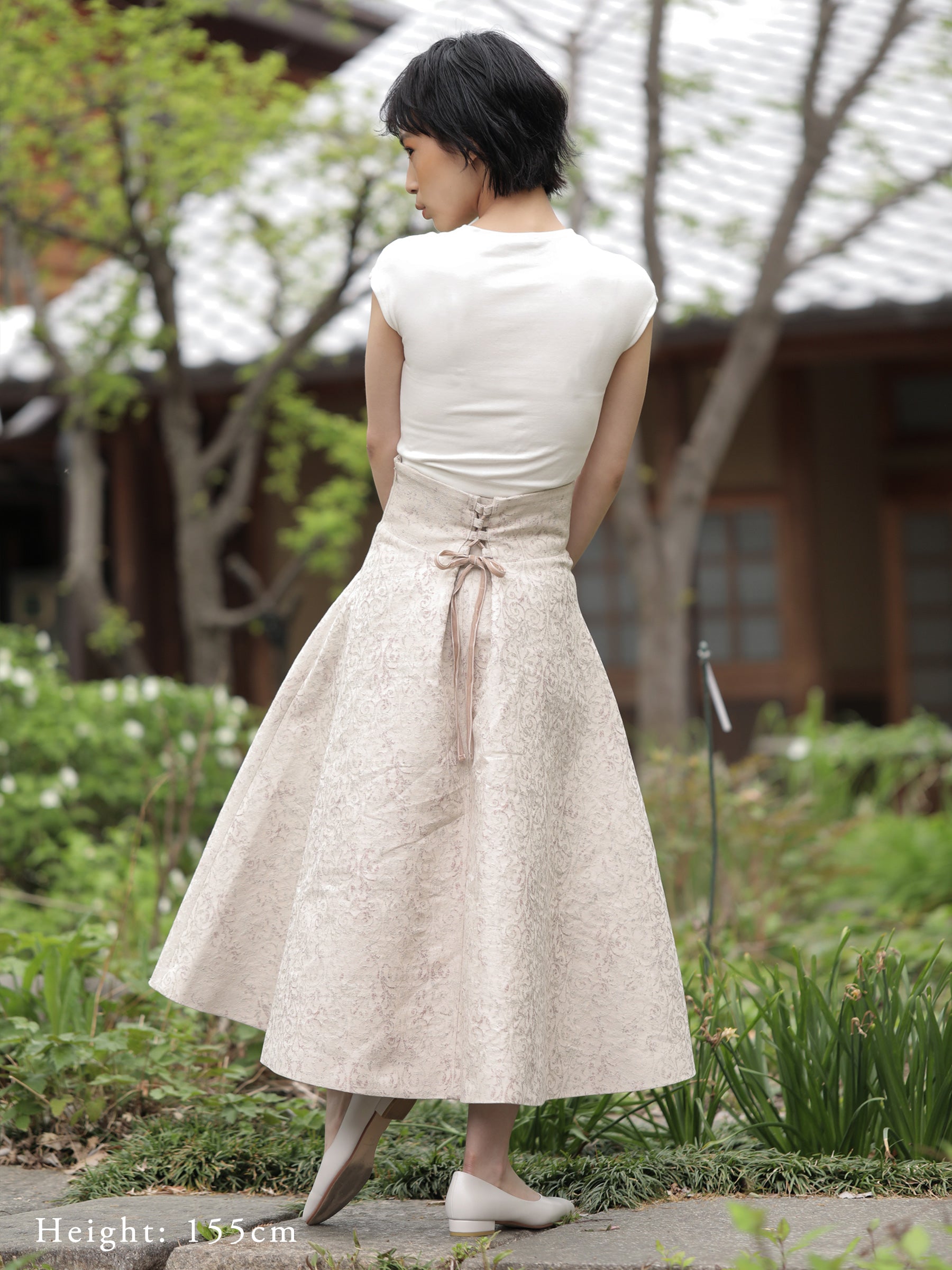 Nishijin High Waist Corset Skirt - Avorio