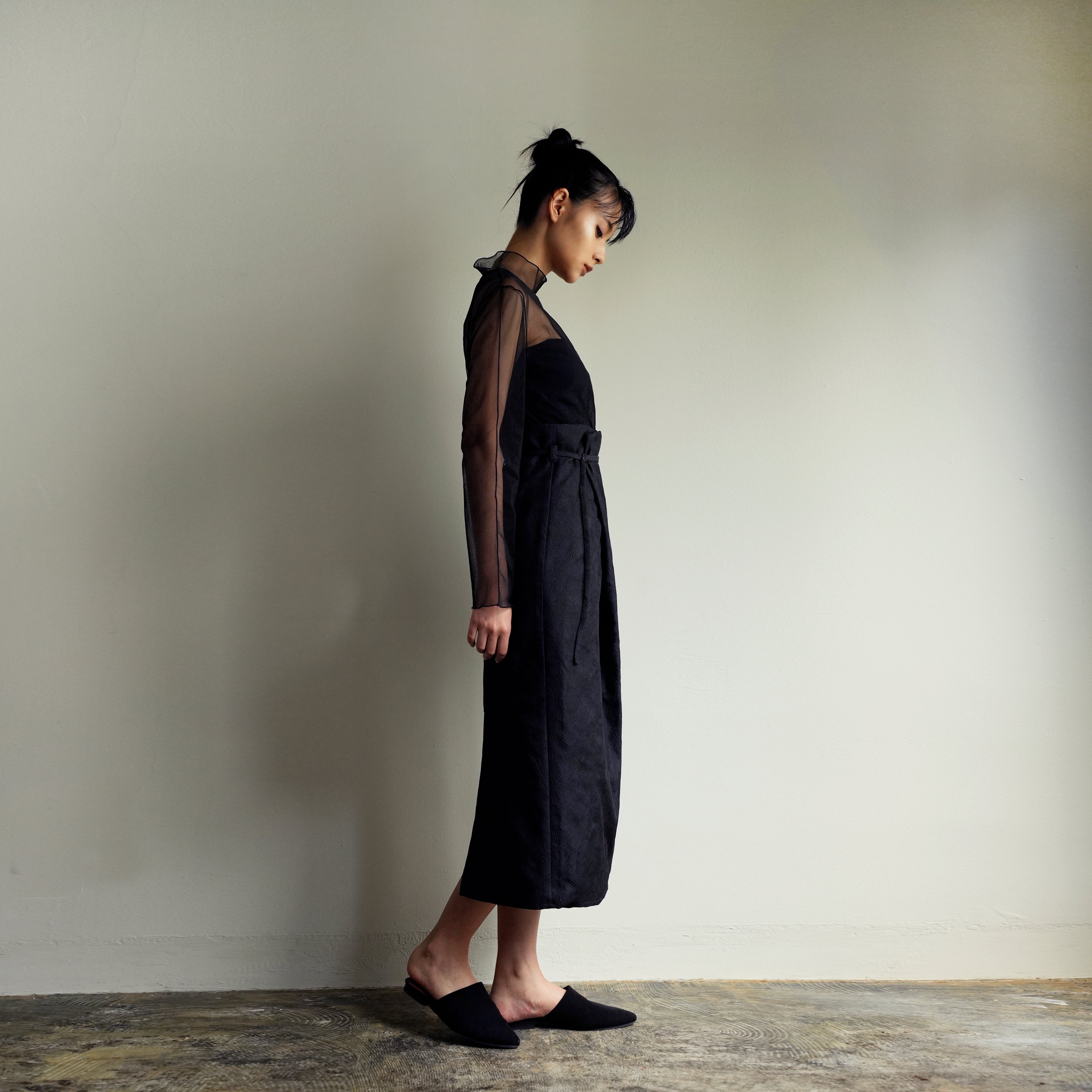 Nishijin-ori Folded Skirt - Sumikuro