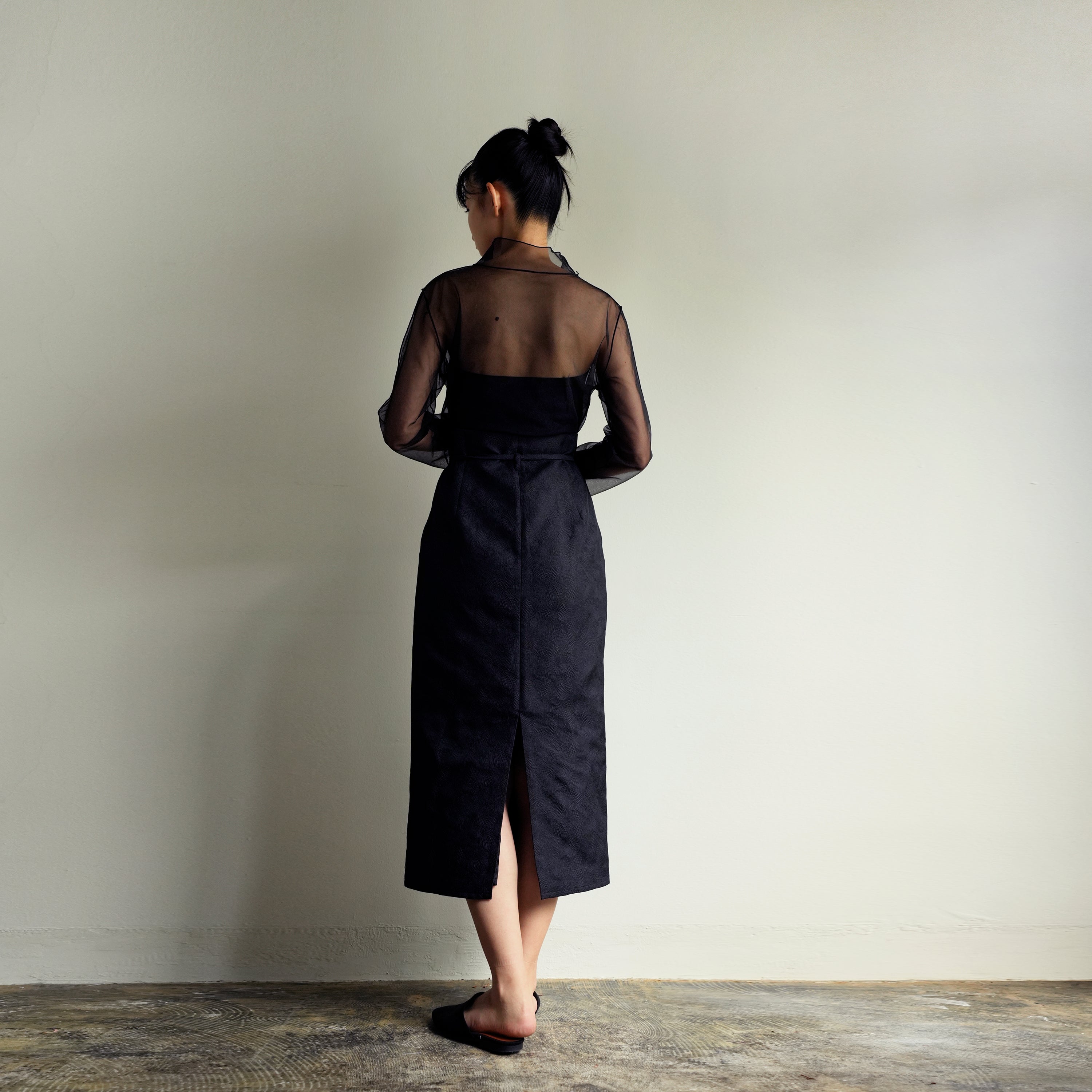 Nishijin-ori Folded Skirt - Sumikuro
