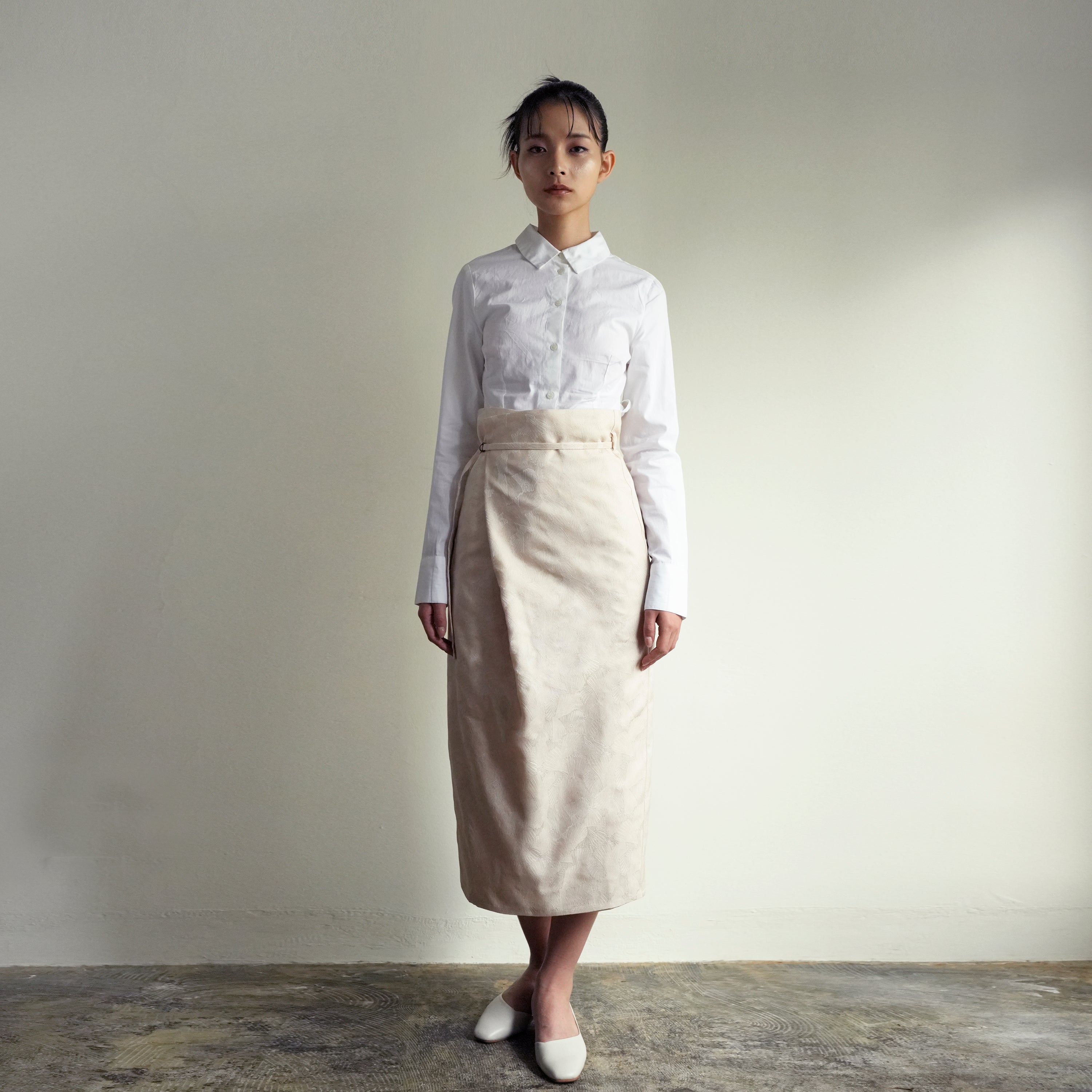 Nishijin-ori Folded Skirt - Shironeri