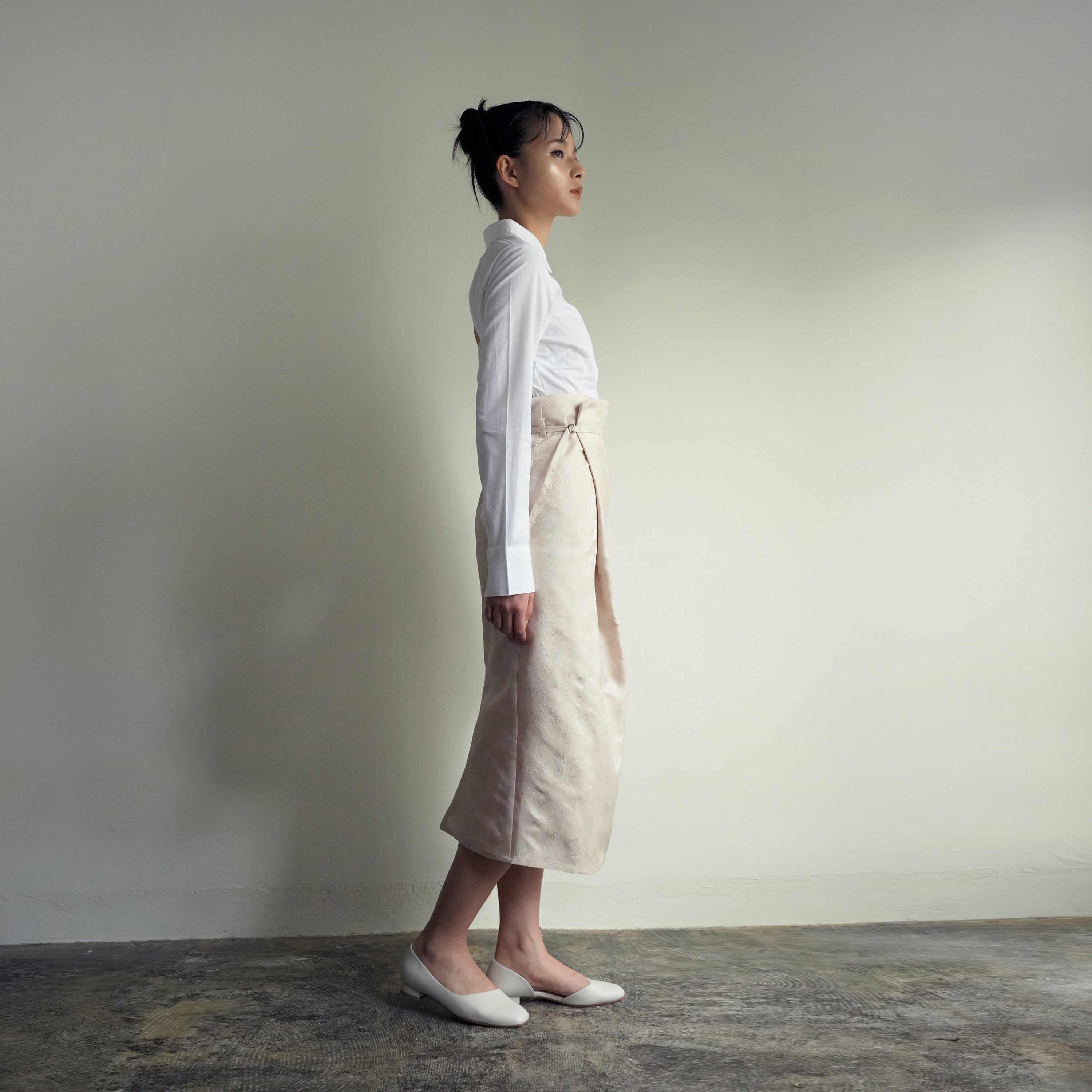 Nishijin-ori Folded Skirt - Shironeri