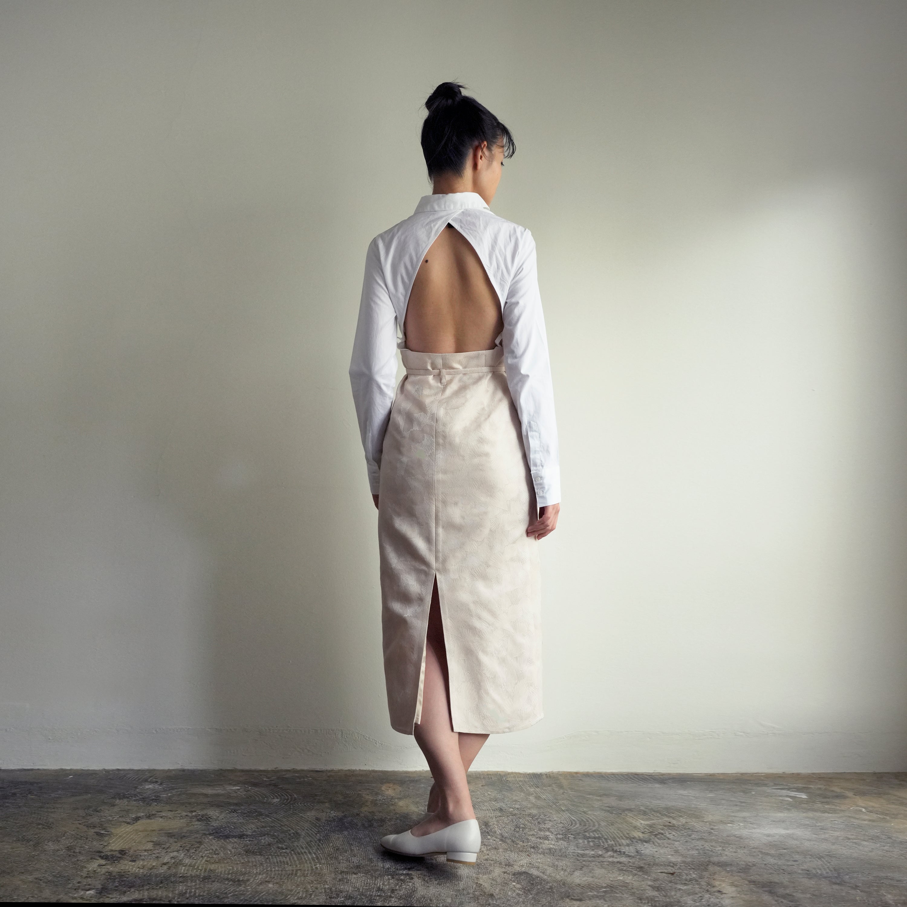 Nishijin-ori Folded Skirt - Shironeri