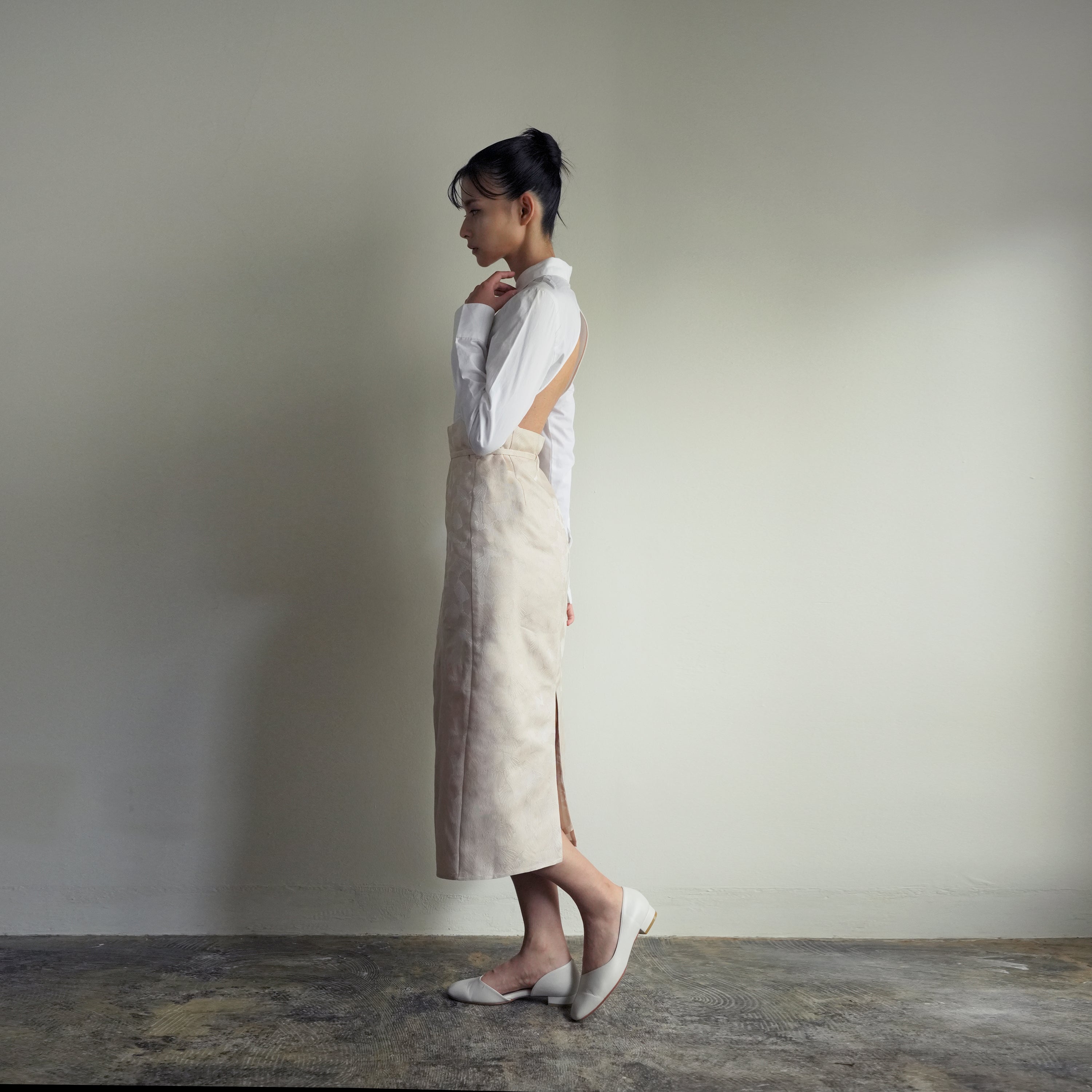 Nishijin-ori Folded Skirt - Shironeri