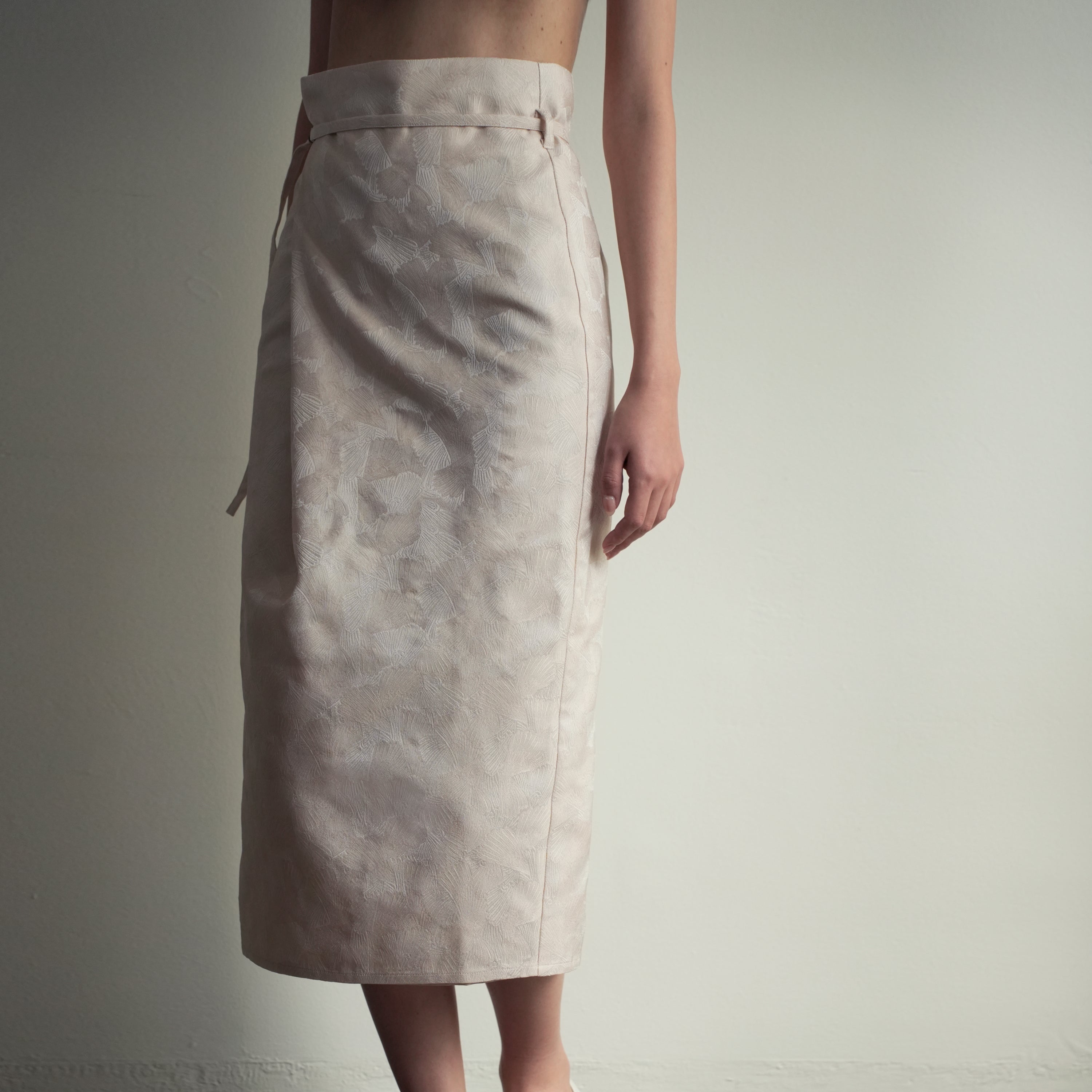Nishijin-ori Folded Skirt - Shironeri