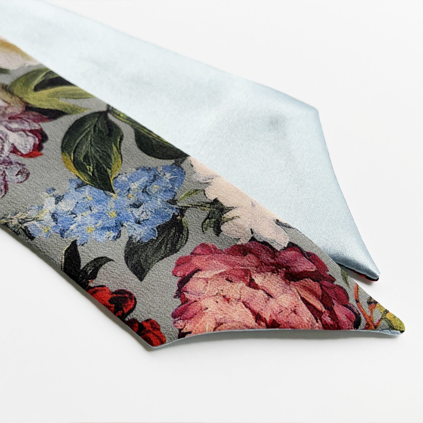 Silk Skinny Scarf - Blue Garden