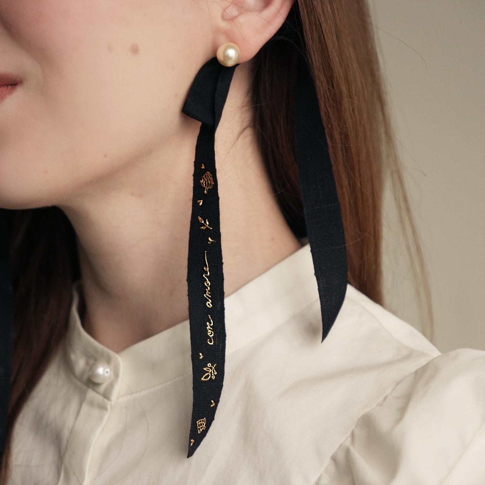 Kinsai Ribbon Earrings - con amore【受注生産】