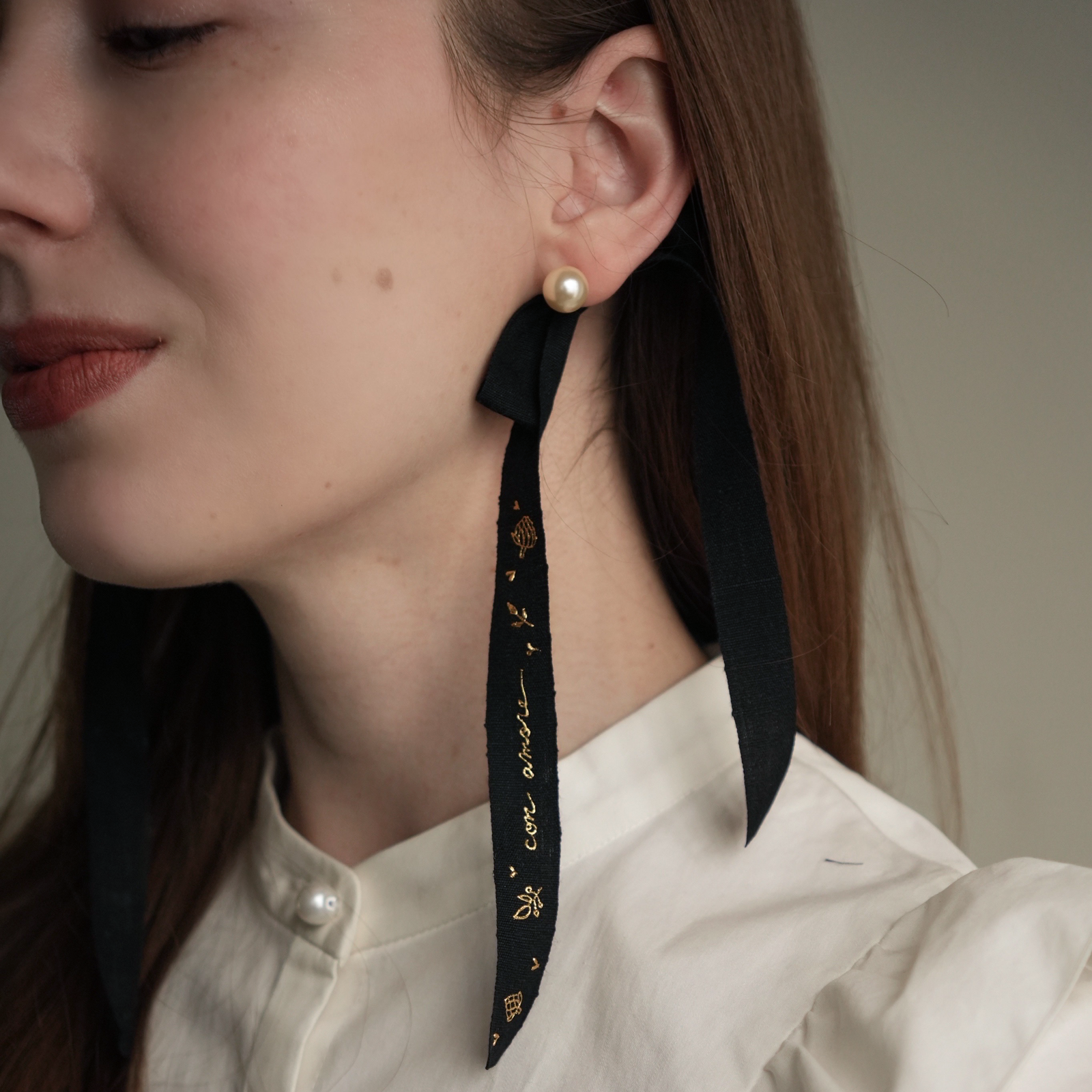 Kinsai Ribbon Earrings - con amore【受注生産】