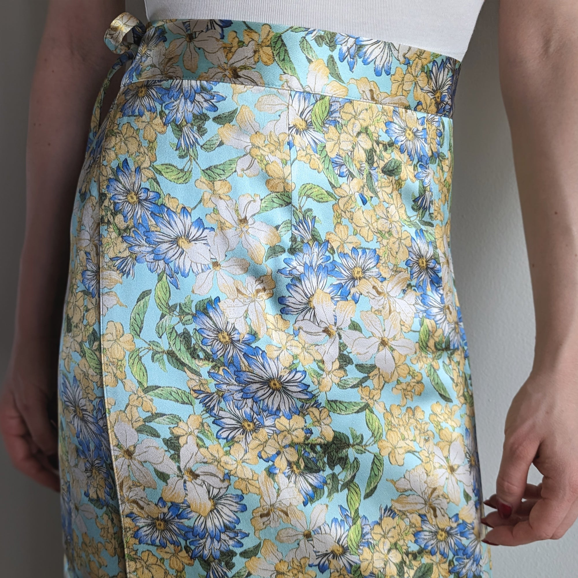 Italian Silk Wrap Skirt - Fiori Giallo