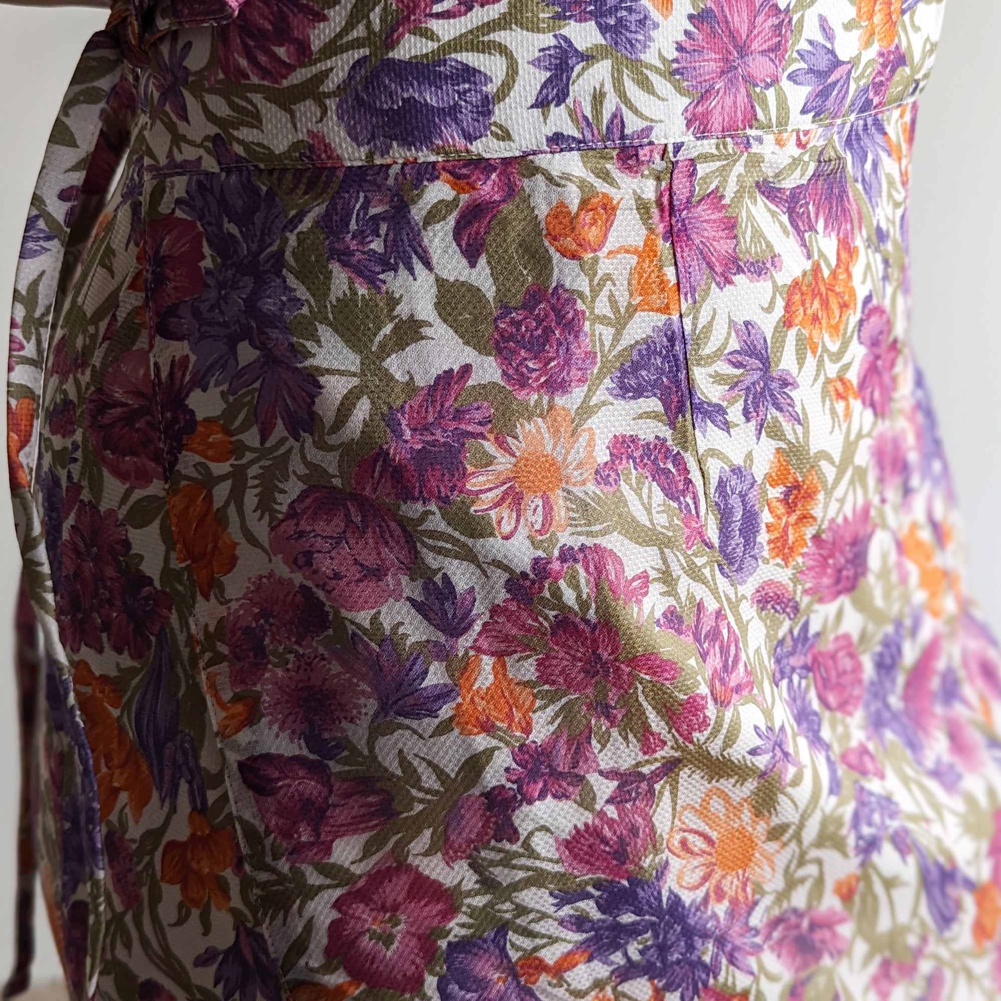 Italian Silk Wrap Skirt - Fiori Viola e Arancione