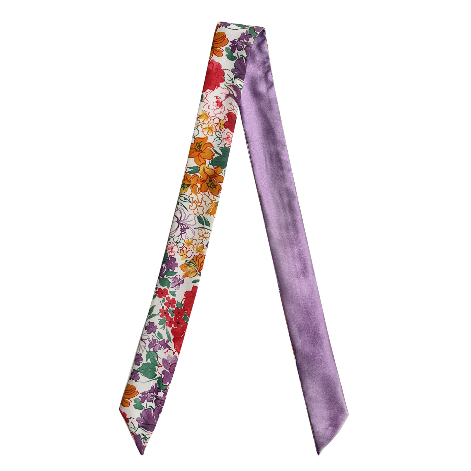 Silk Skinny Scarf - Painted Flower