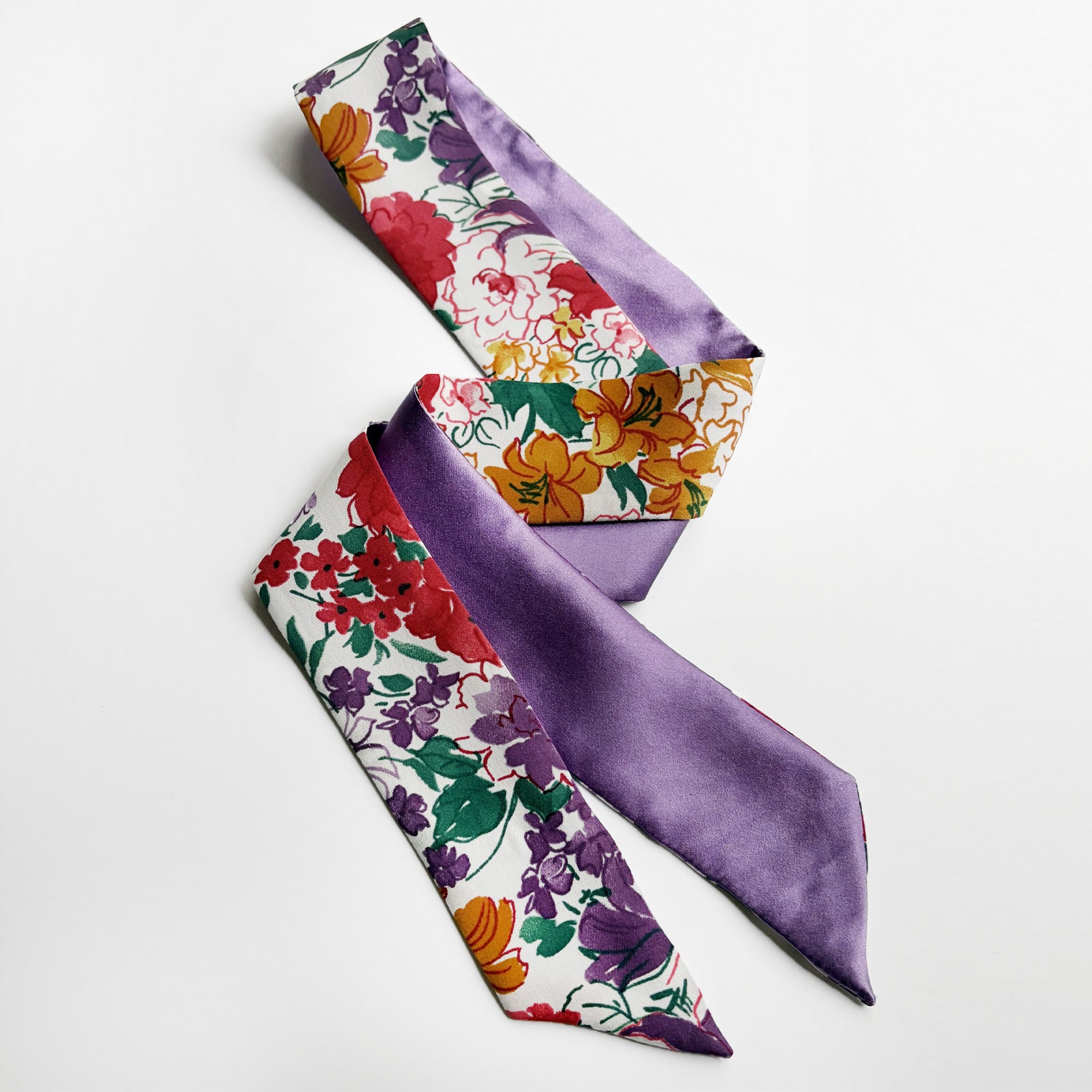 Silk Skinny Scarf - Painted Flower