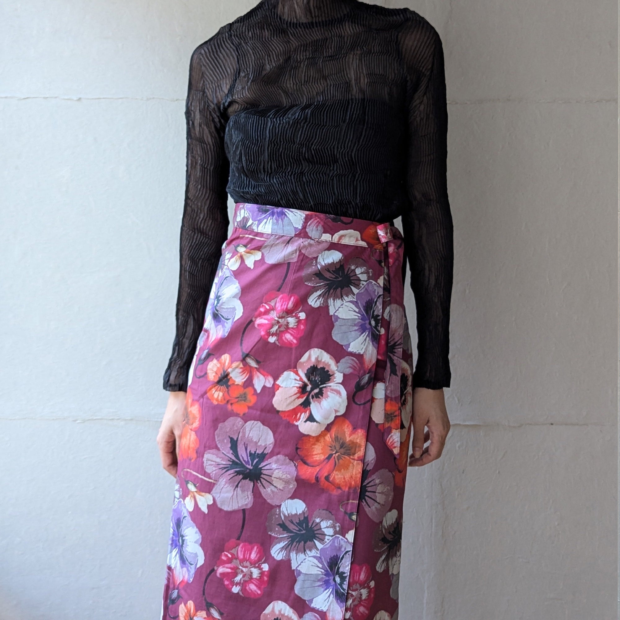 Reversible Skirt - Kurume Kasuri Straight Long [Semi-order]