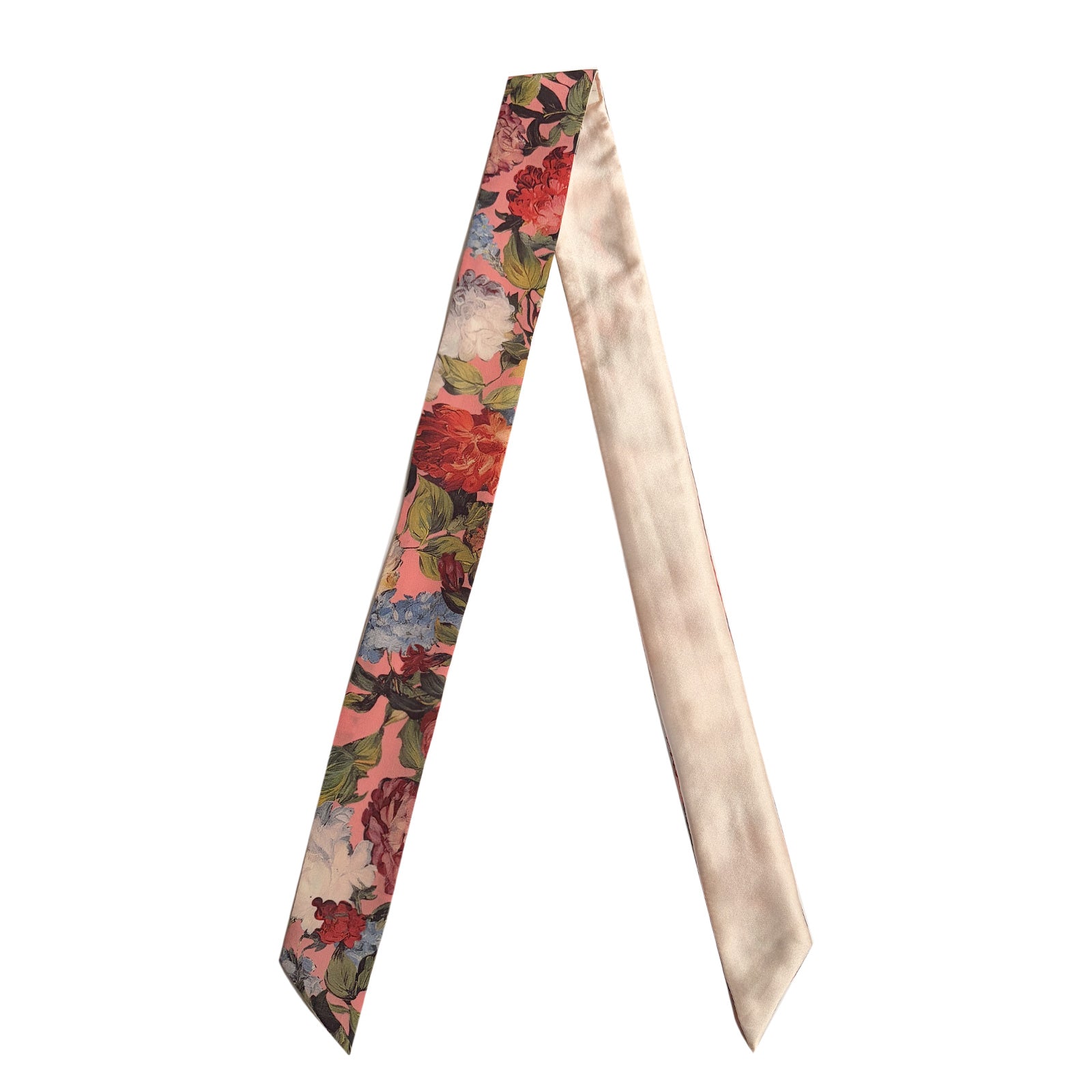 Silk Skinny Scarf - Pink Garden