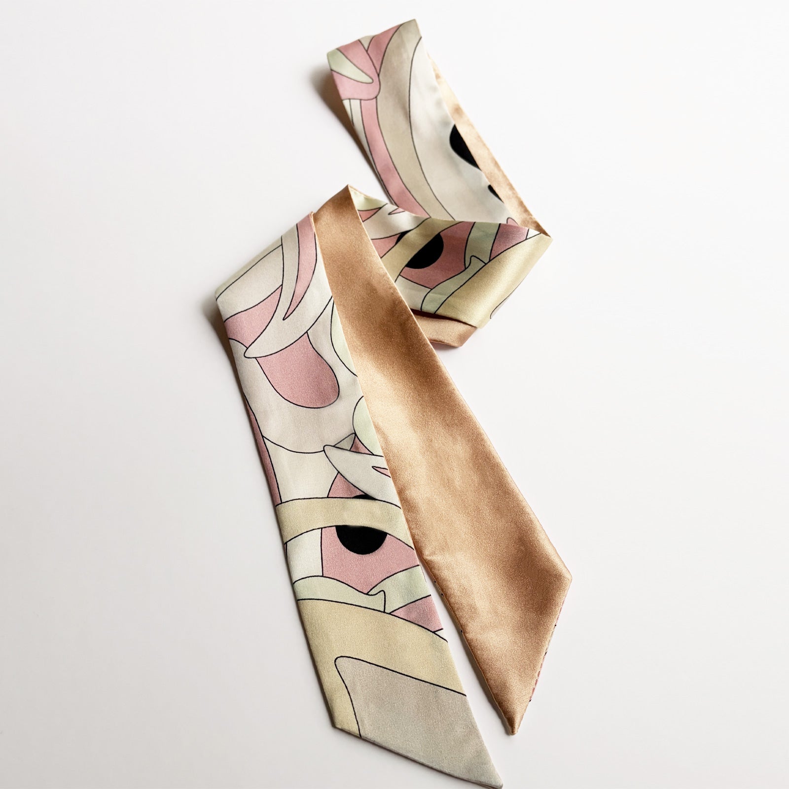 Silk Skinny Scarf - Pink Geometry