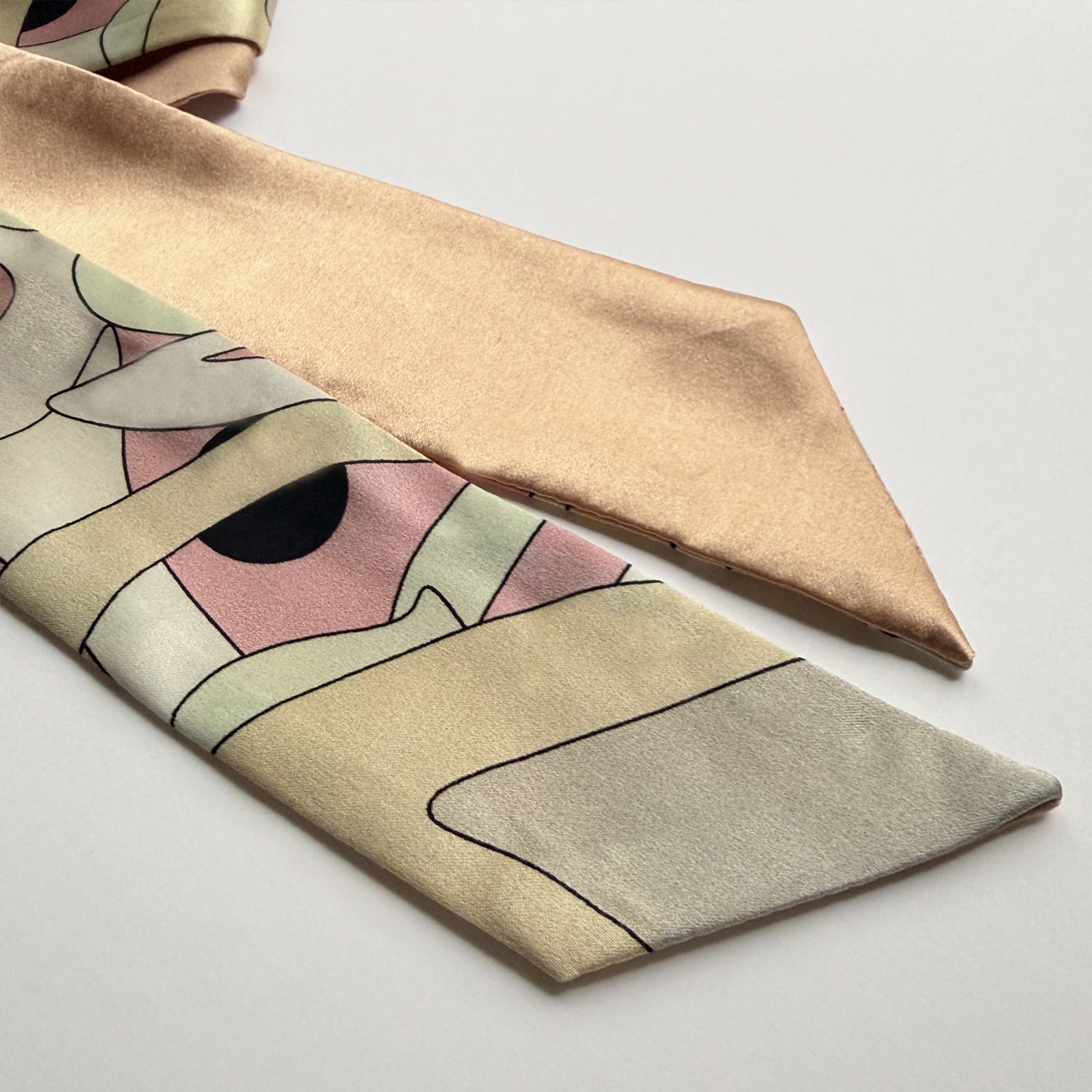 Silk Skinny Scarf - Pink Geometry