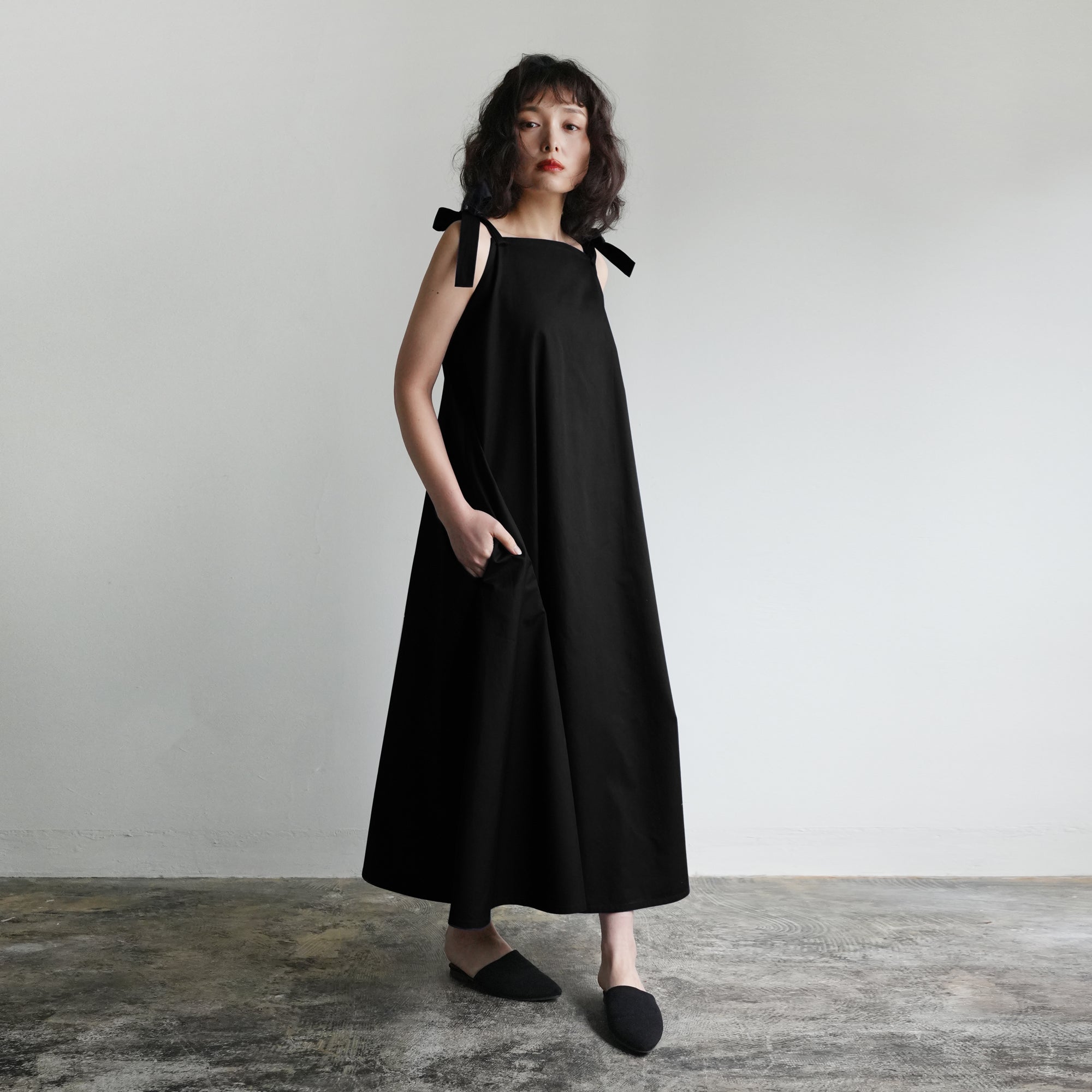 Tie-Strap Black Dress