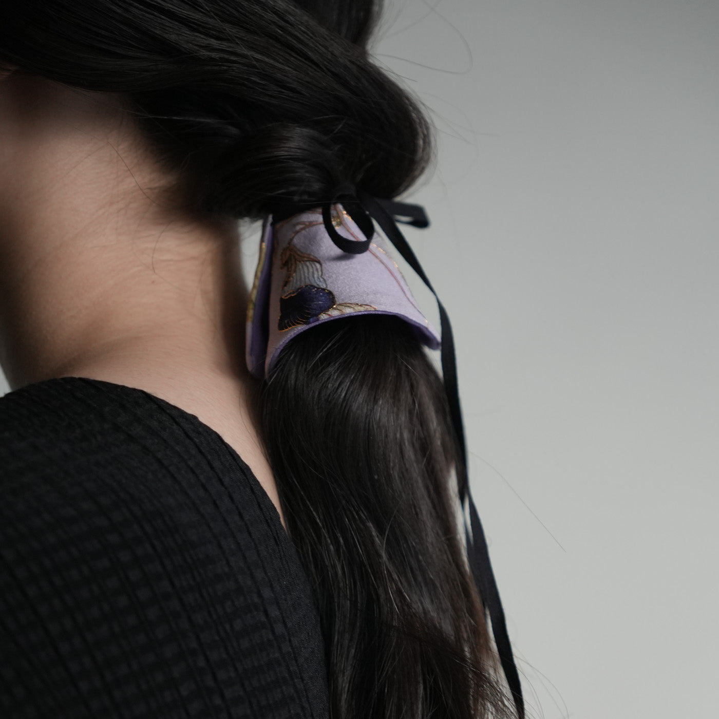 KInsai Loop Hair Wrap - Fiori Bianchi - Viola