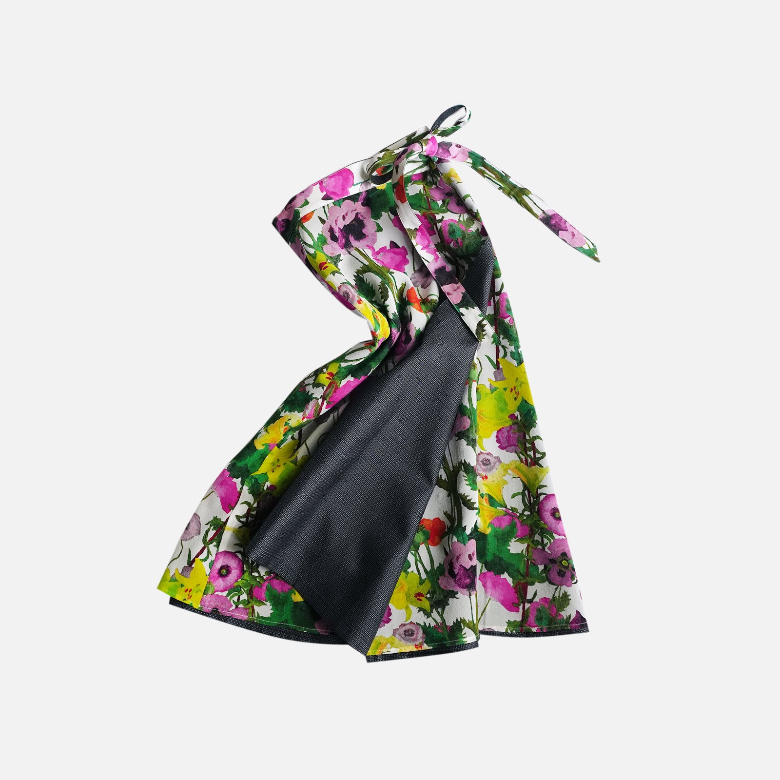 Reversible Skirt Flare -  Fiori Viola e Gialli - Bianco