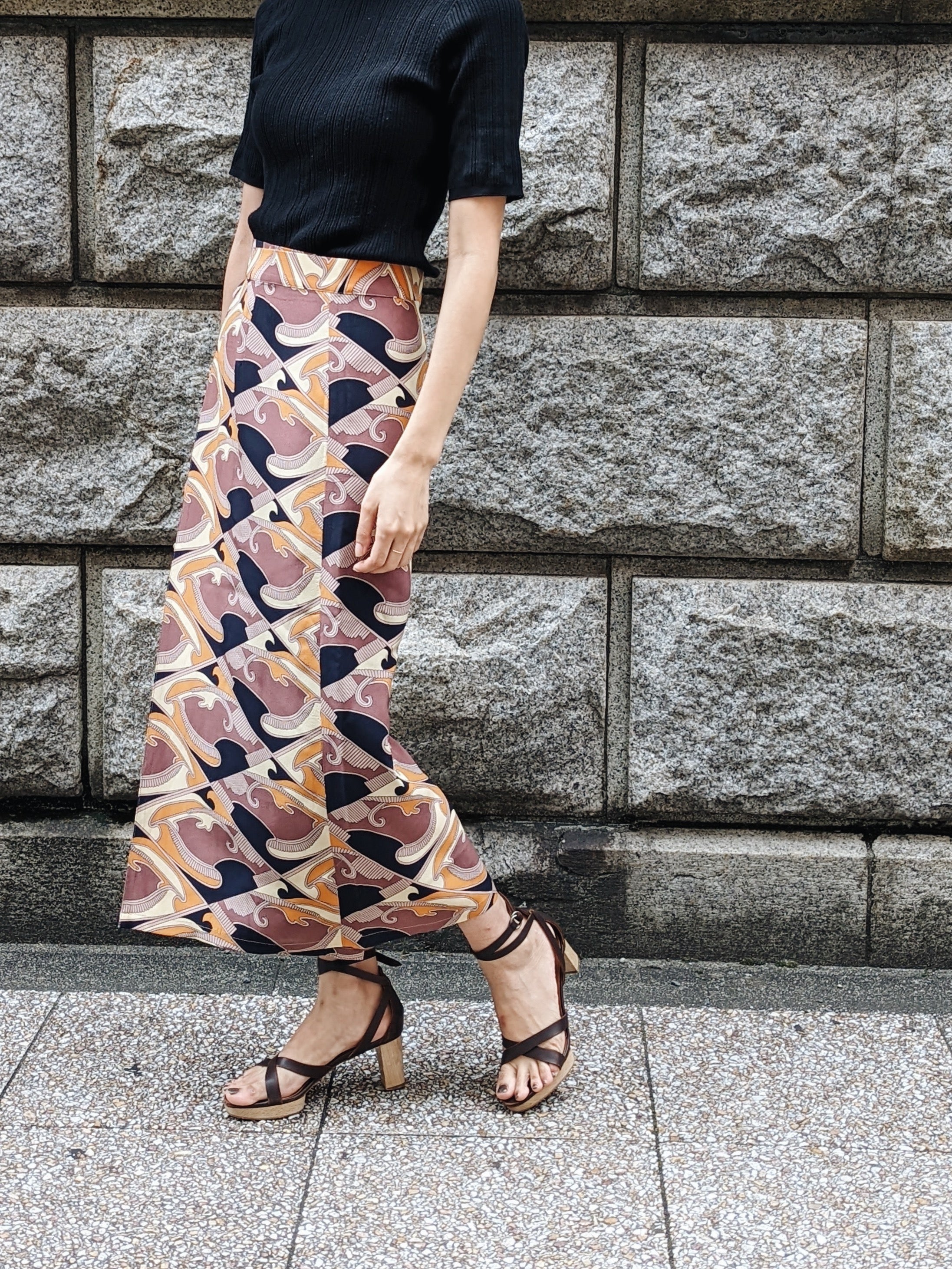 Italian Silk Wrap Skirt - Geo