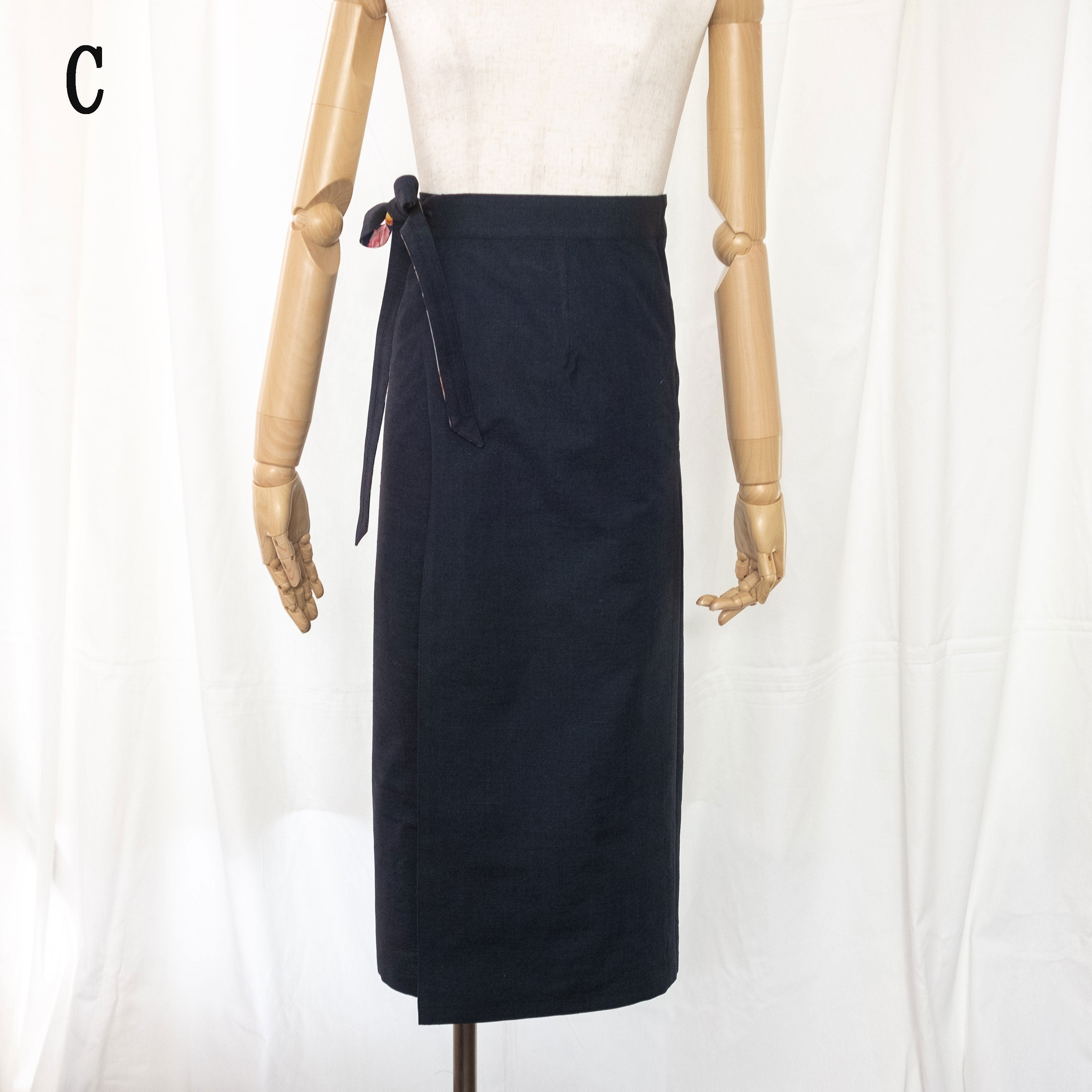 Reversible Skirt Long Straight - Fiori Navy