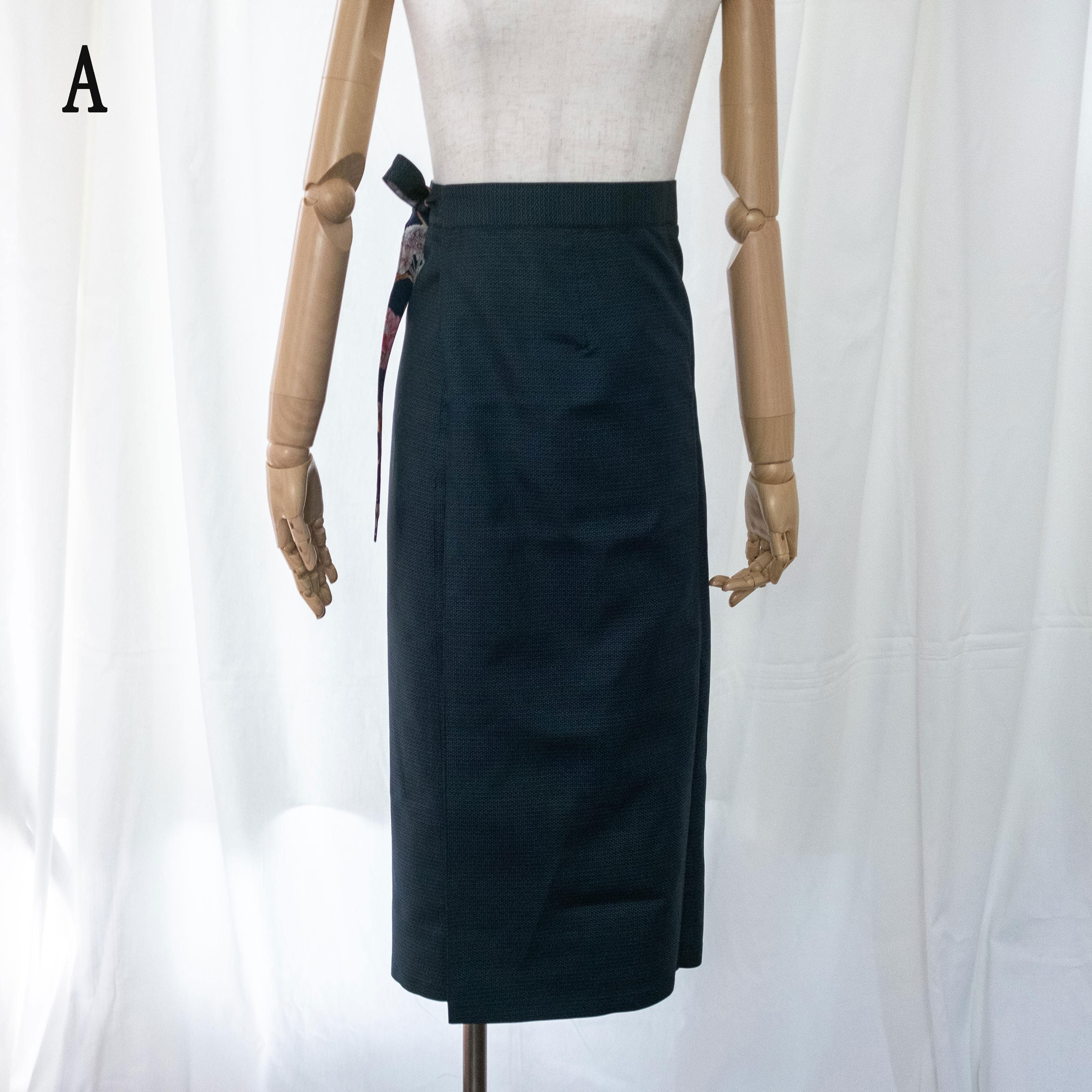 Reversible Skirt Long Straight - Fiori Navy