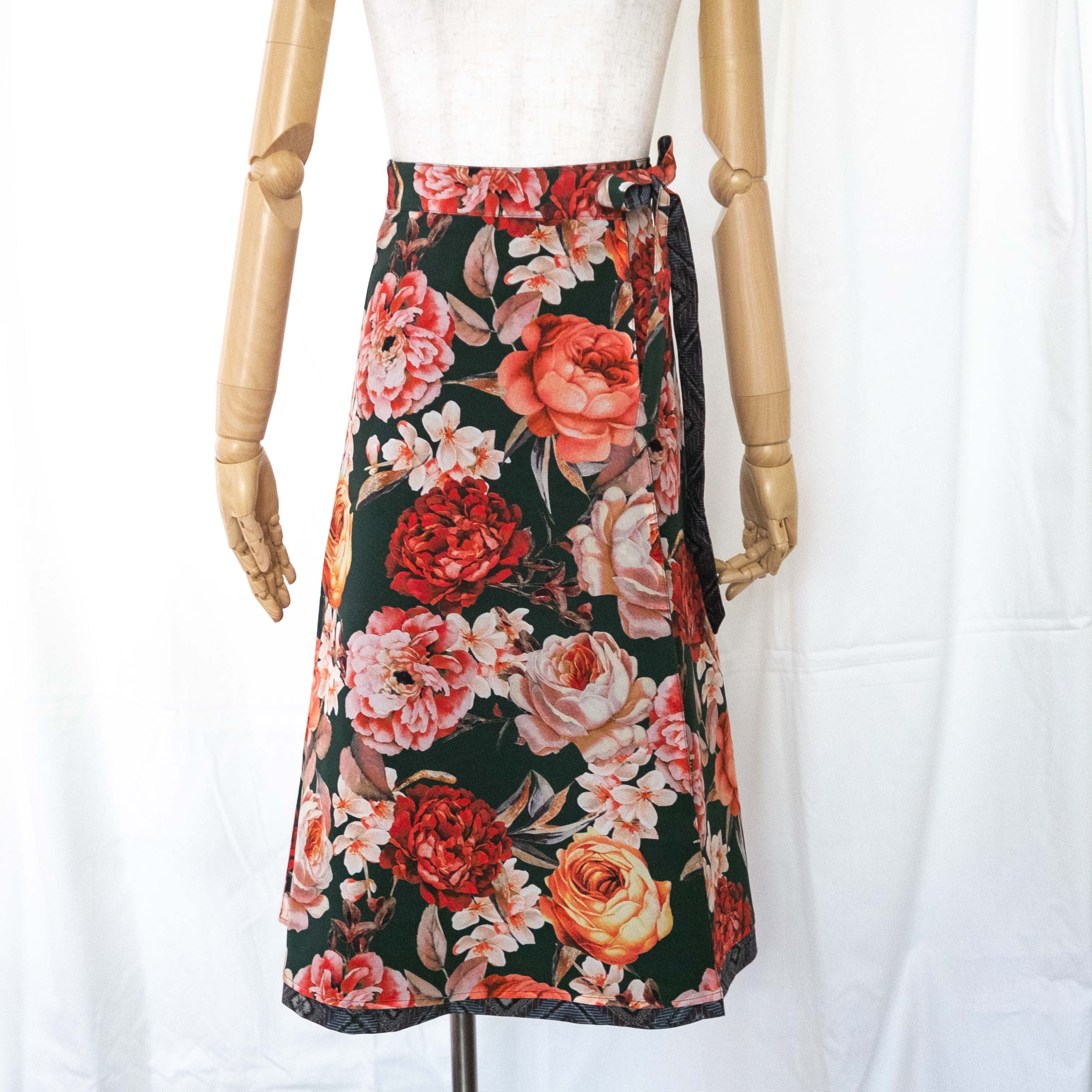 Reversible Skirt Flare - Fiori Verde - Oshima