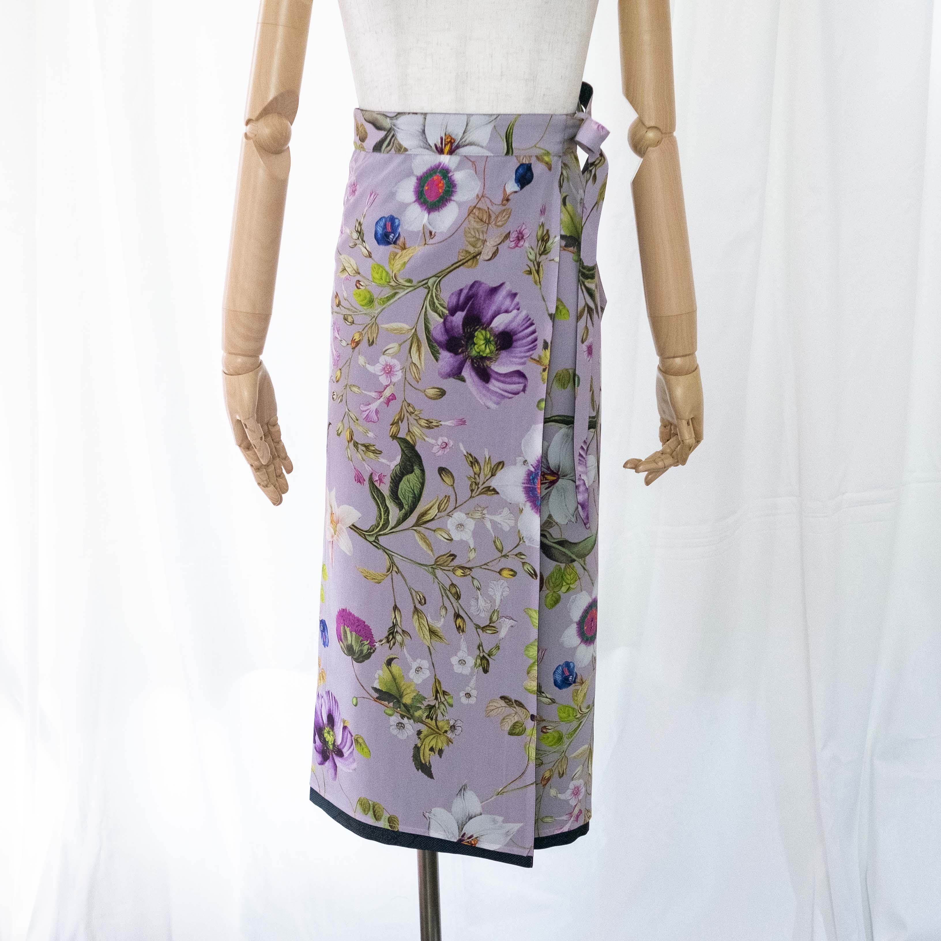 Reversible Skirt Long Straight - Fiori Lavanda - Oshima