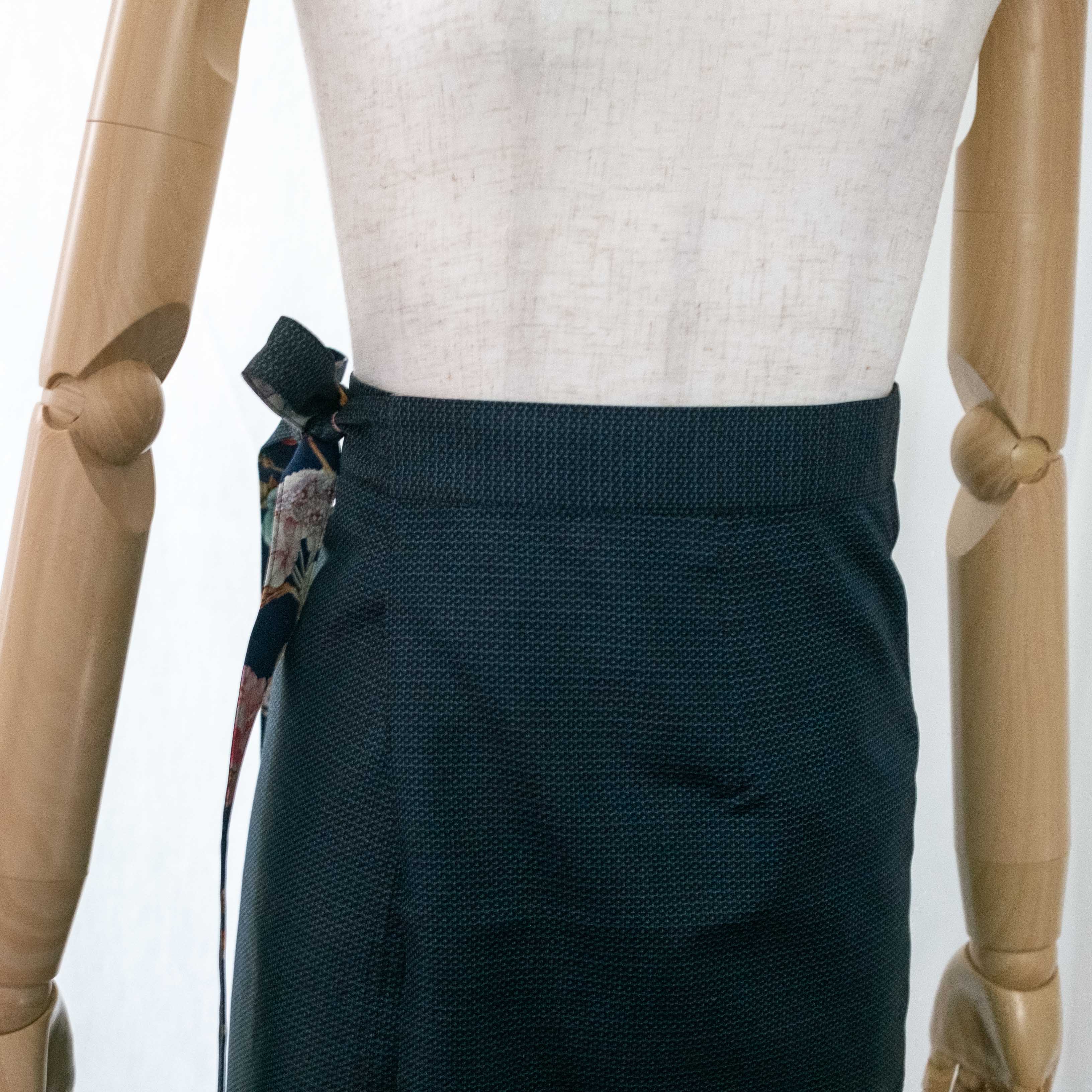 Reversible Skirt Long Straight - Fiori Navy