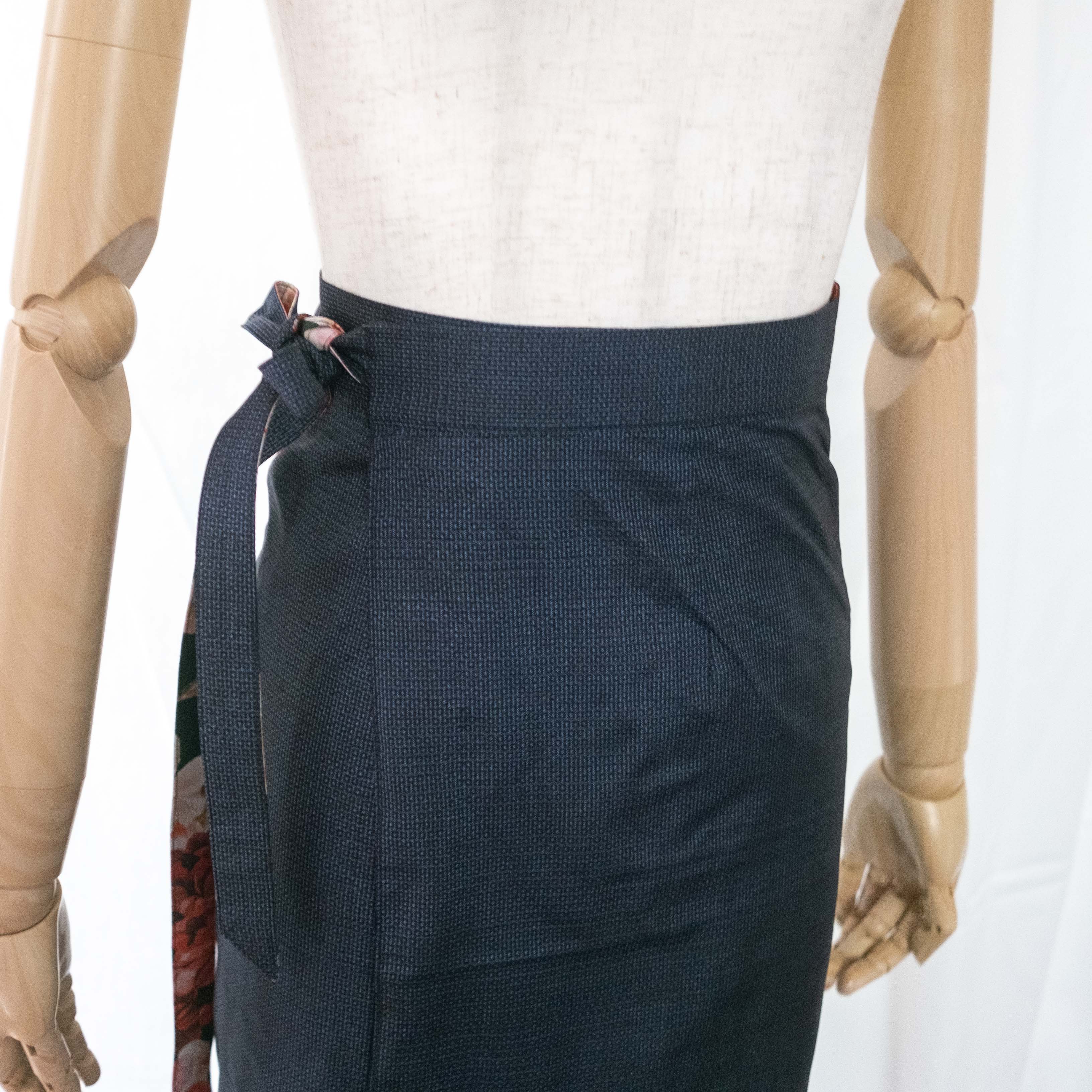 Reversible Skirt Long Straight - Fiori Verde - Oshima