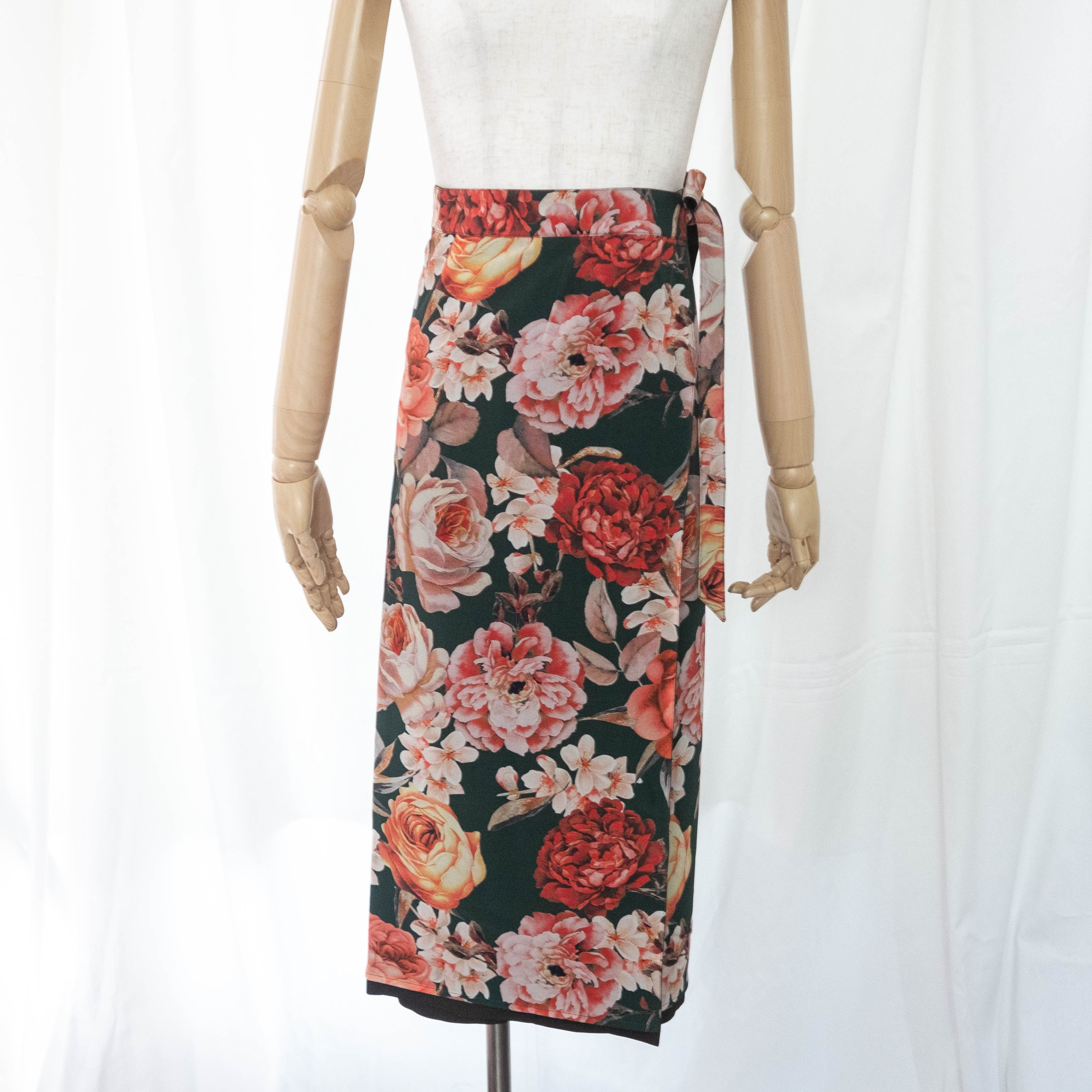 Reversible Skirt Long Straight - Fiori Verde - Oshima