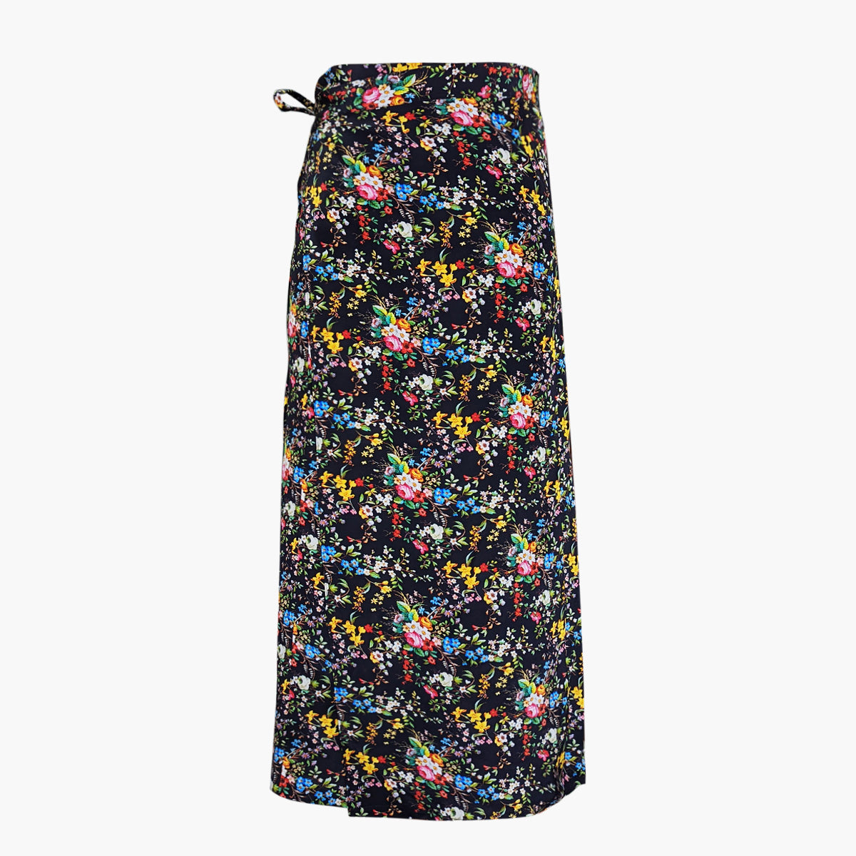 Italian Silk Wrap Skirt - Fiori Nero