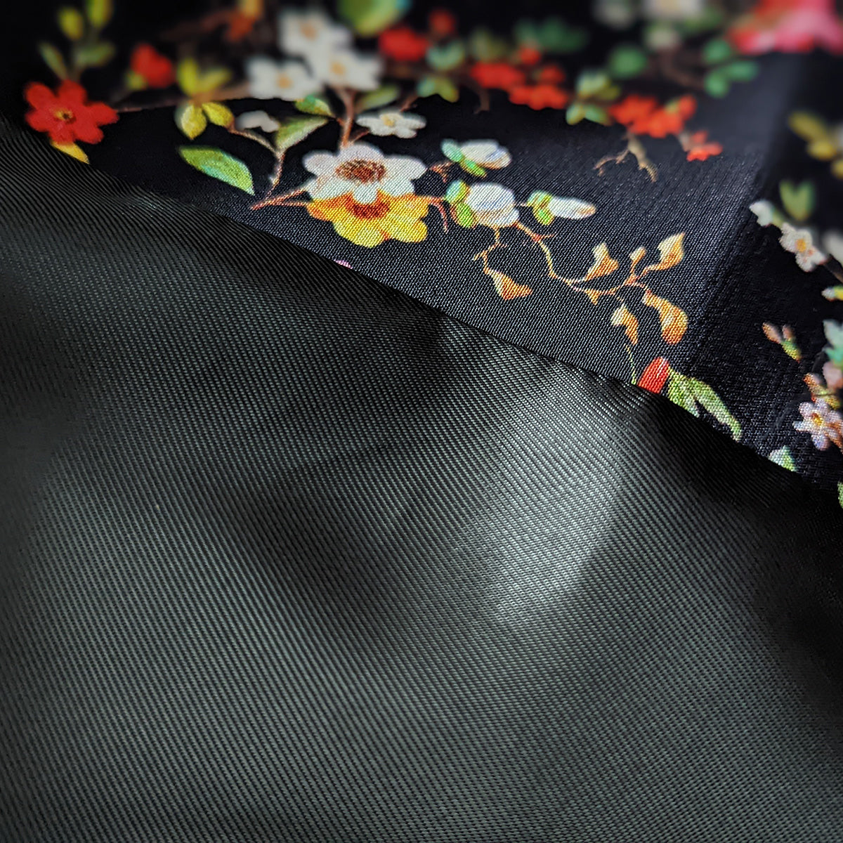 Italian Silk Wrap Skirt - Fiori Nero