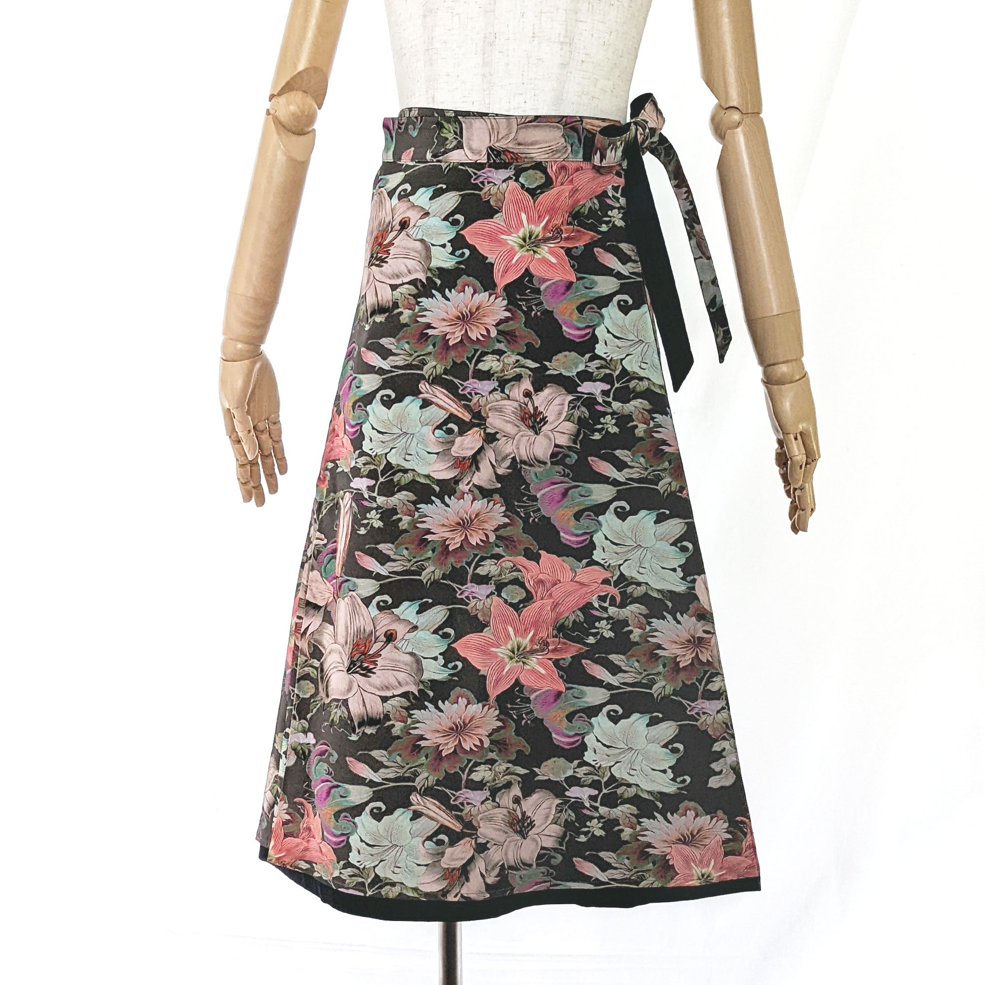 Reversible Skirt Flare - Fiori Khaki - Oshima