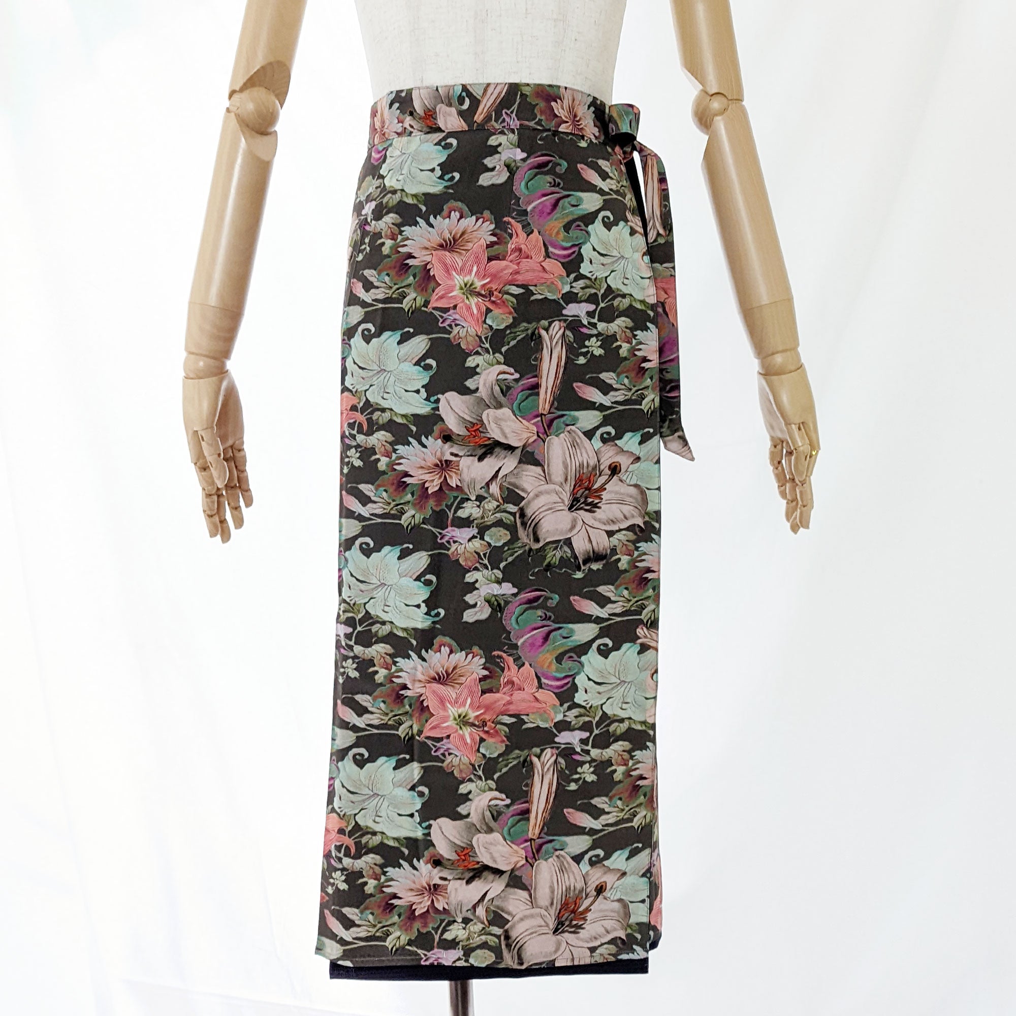 Reversible Skirt Long Straight - Fiori Khaki - Oshima