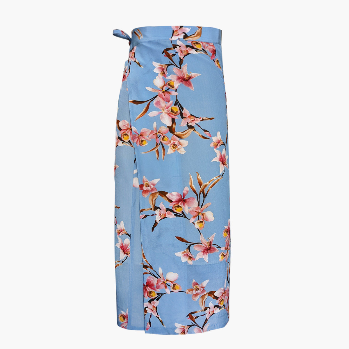 Italian Silk Wrap Skirt - Fiori Cielo