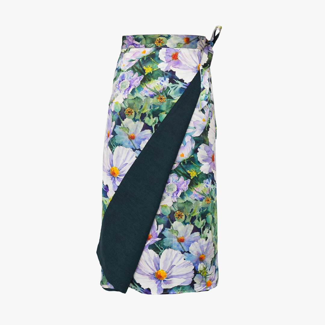 Reversible Skirt Long Straight - Fiori Blu