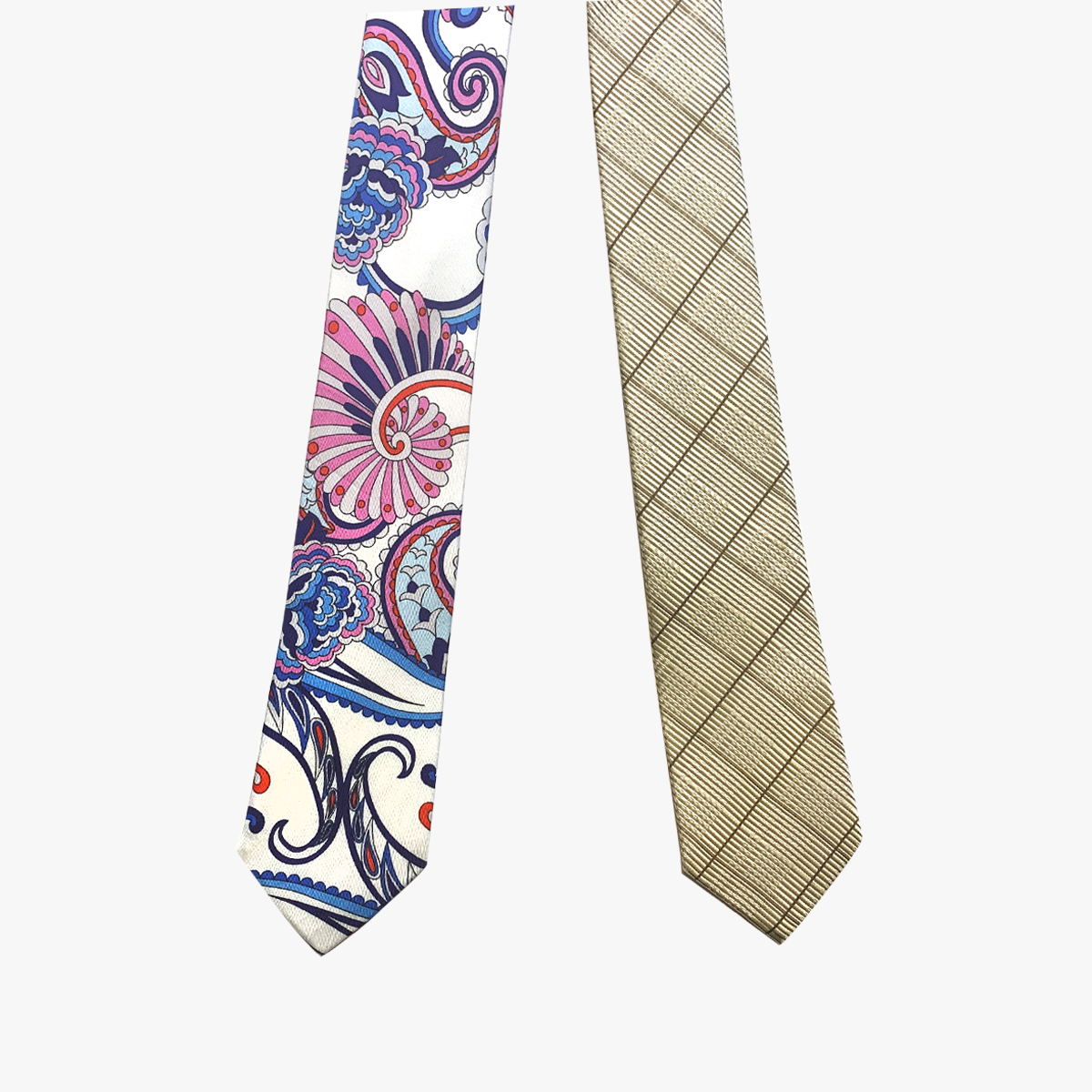 Reversible Tie - Paisley Bianco