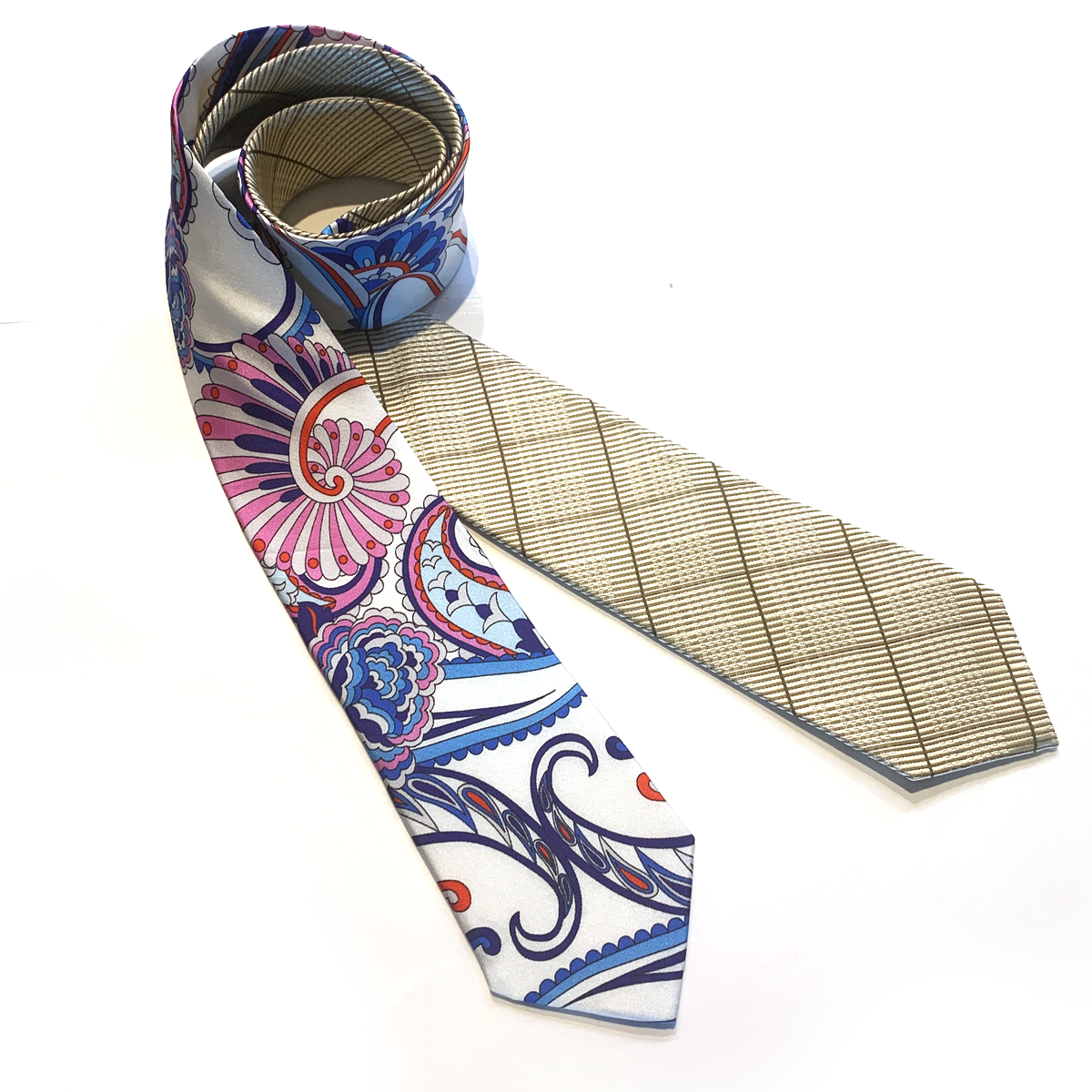 Reversible Tie - Paisley Bianco